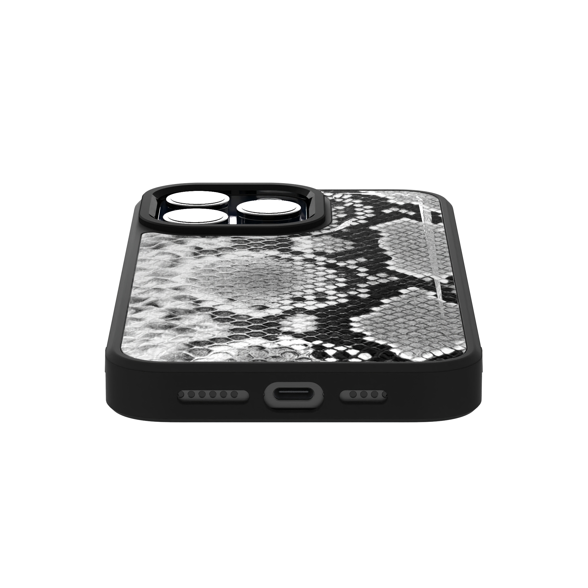 White Reptile Leather Case Cover for iPhone 15 Pro Max