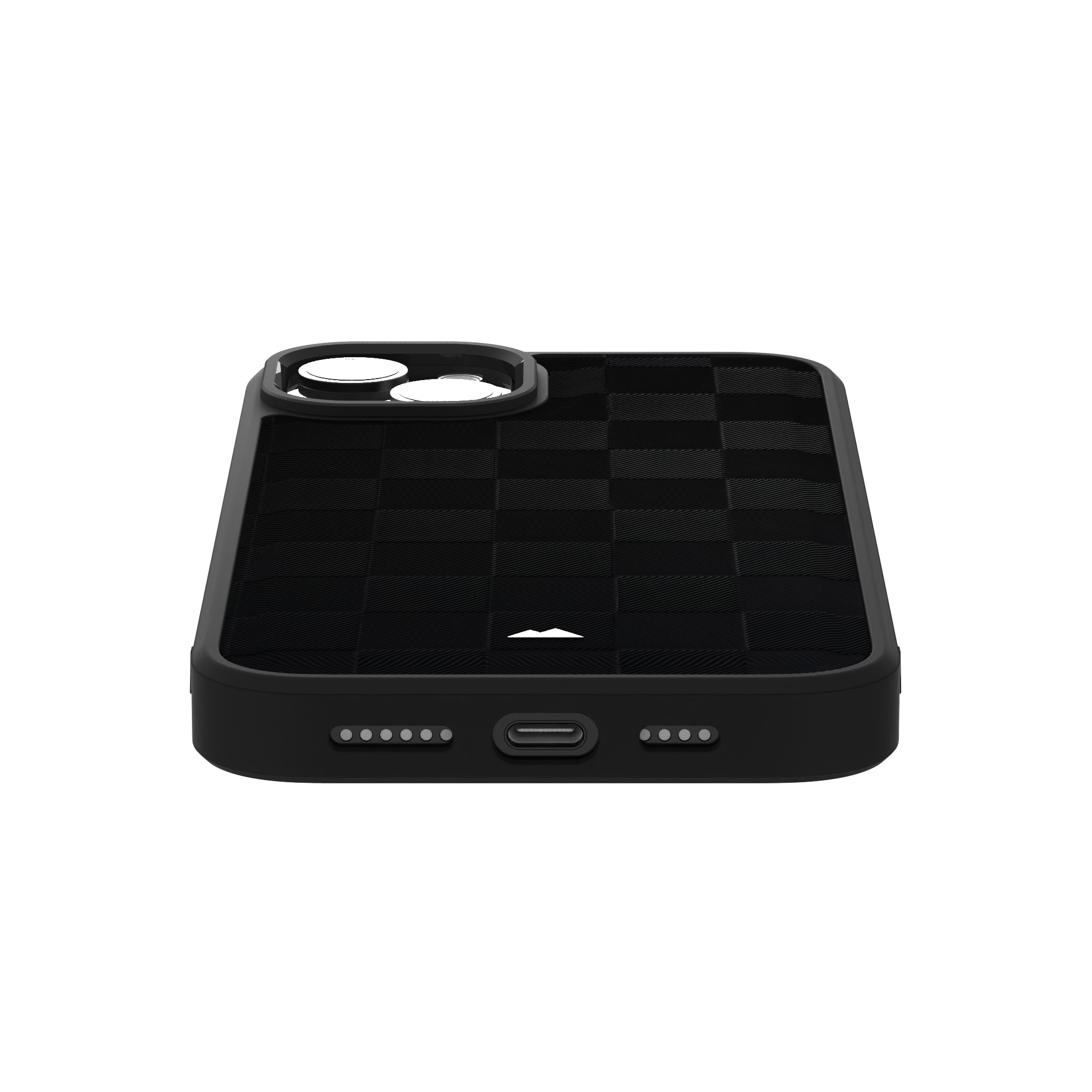 Black Checkered Leather Case for iPhone 15 Plus