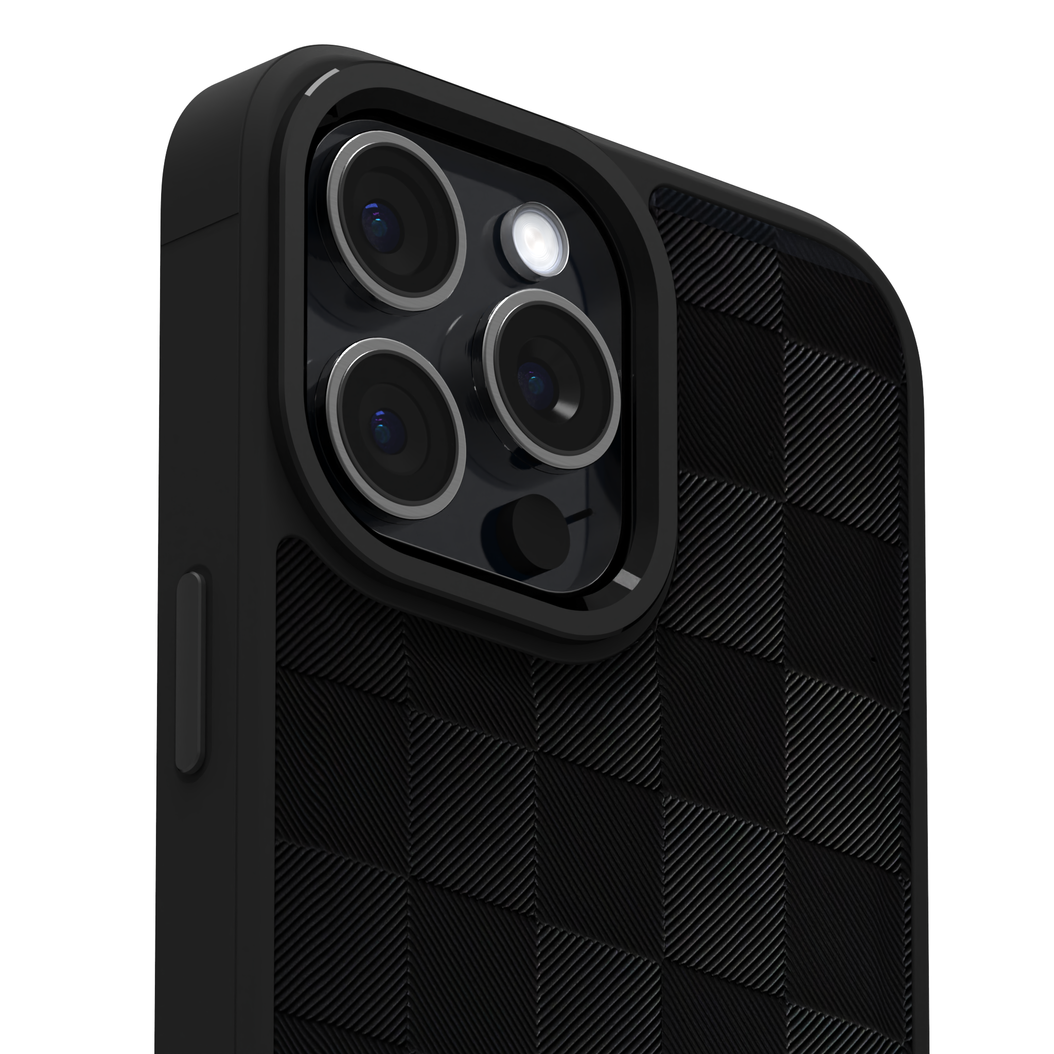 Black Checkered Leather Case for iPhone 15 Pro Max