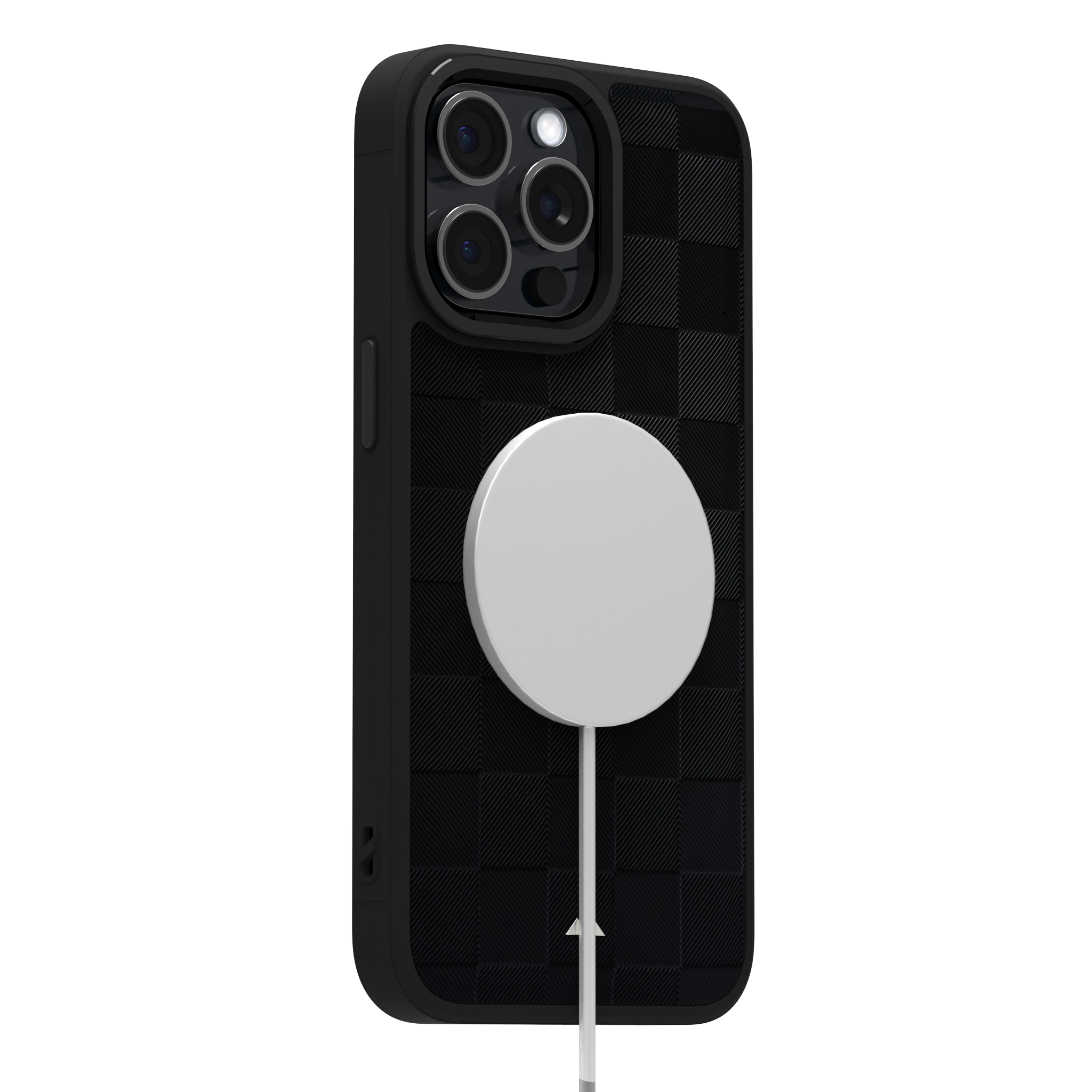 Black Checkered Leather Case for iPhone 15 Pro Max