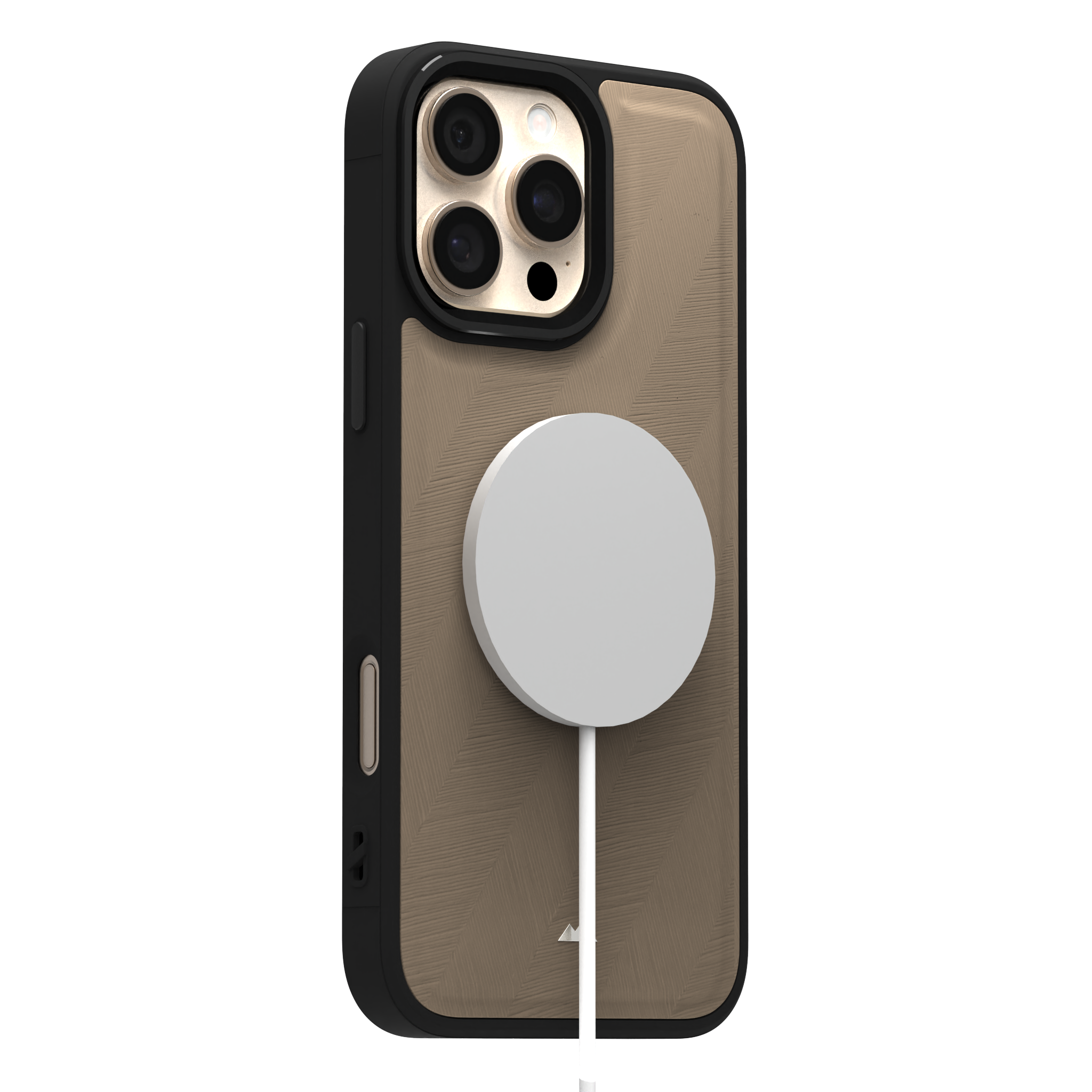 Pale Lined Leather Case Cover for iPhone 16 Pro Max