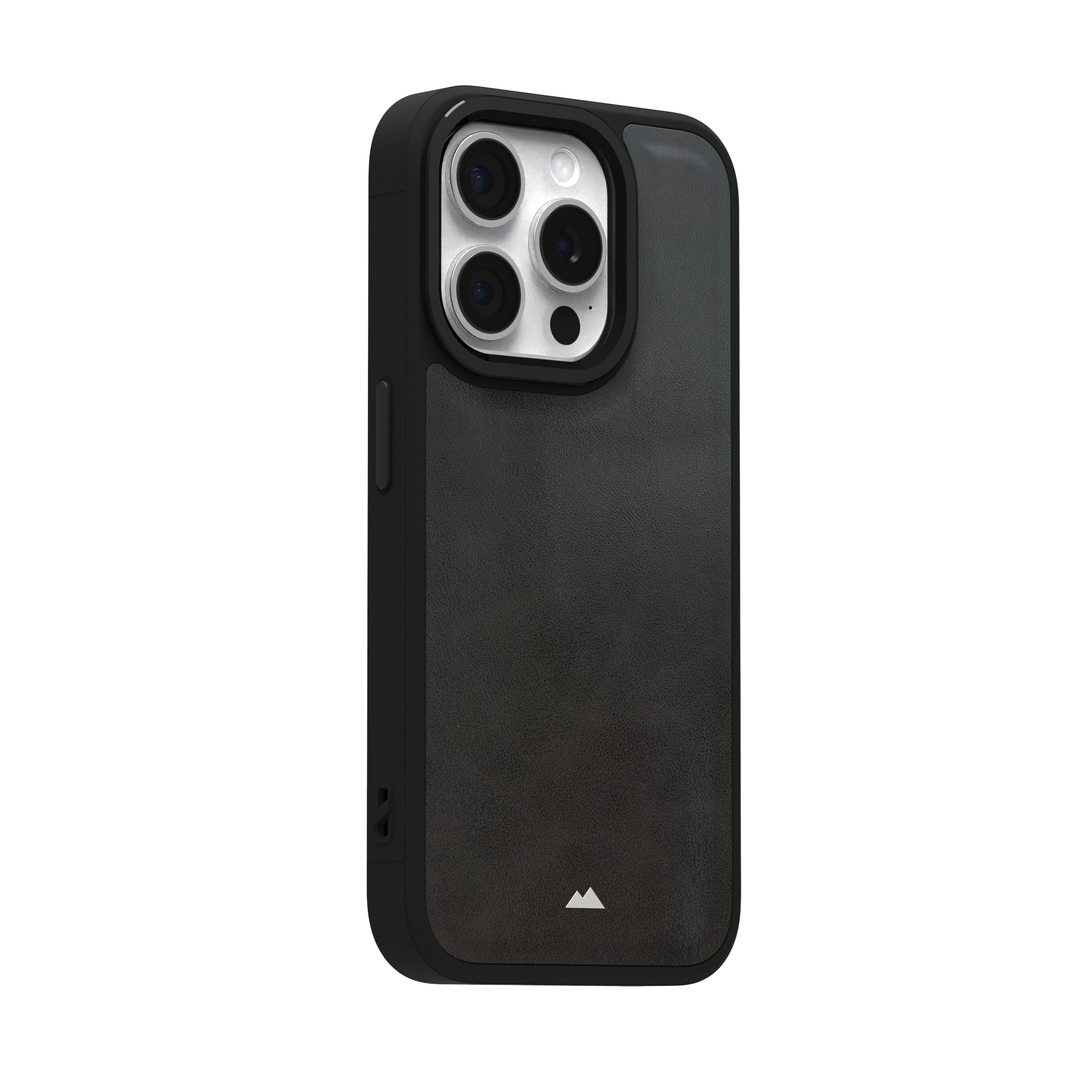 Smudged Grey Leather Case Cover for iPhone 15 Pro