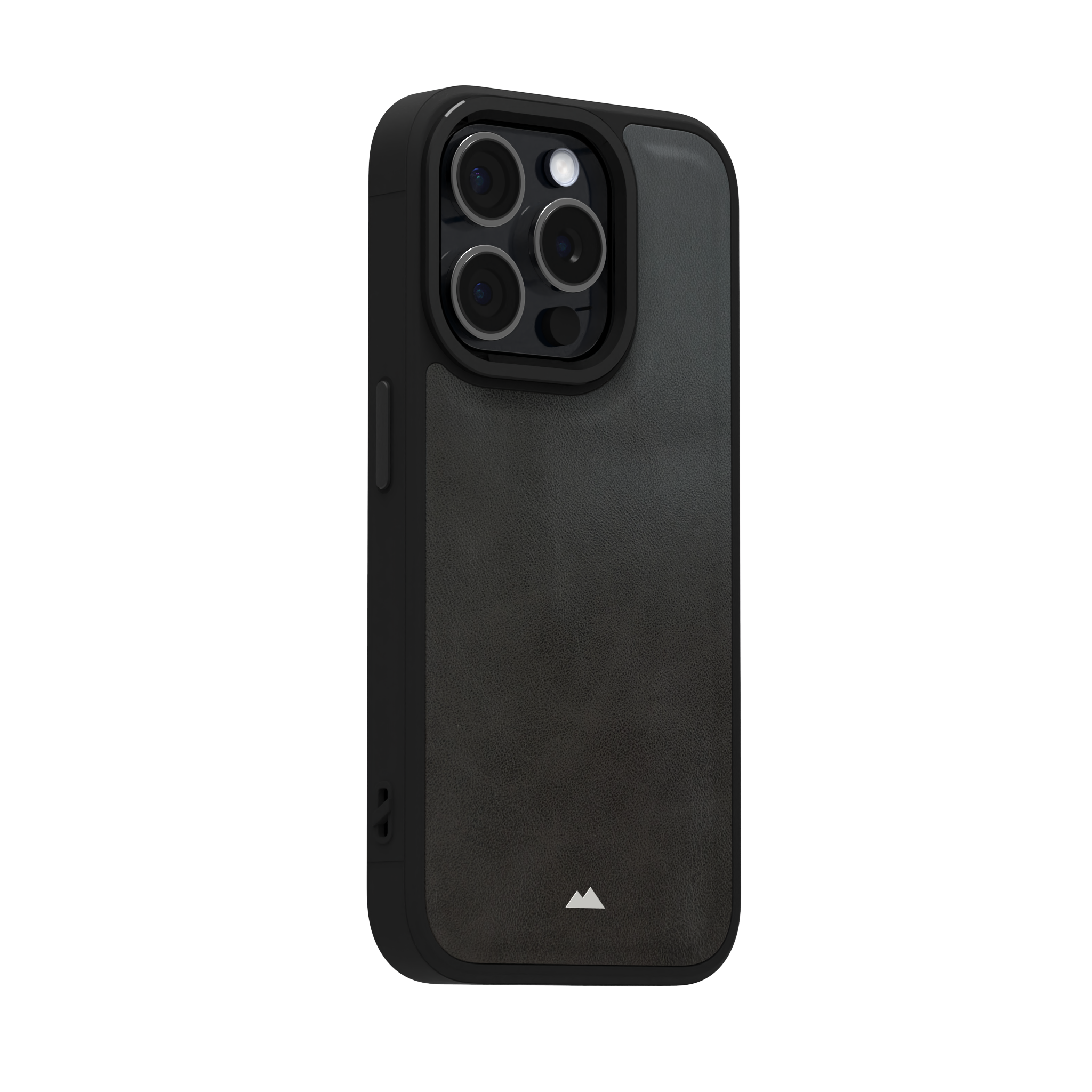 Smudged Grey Leather Case Cover for iPhone 15 Pro