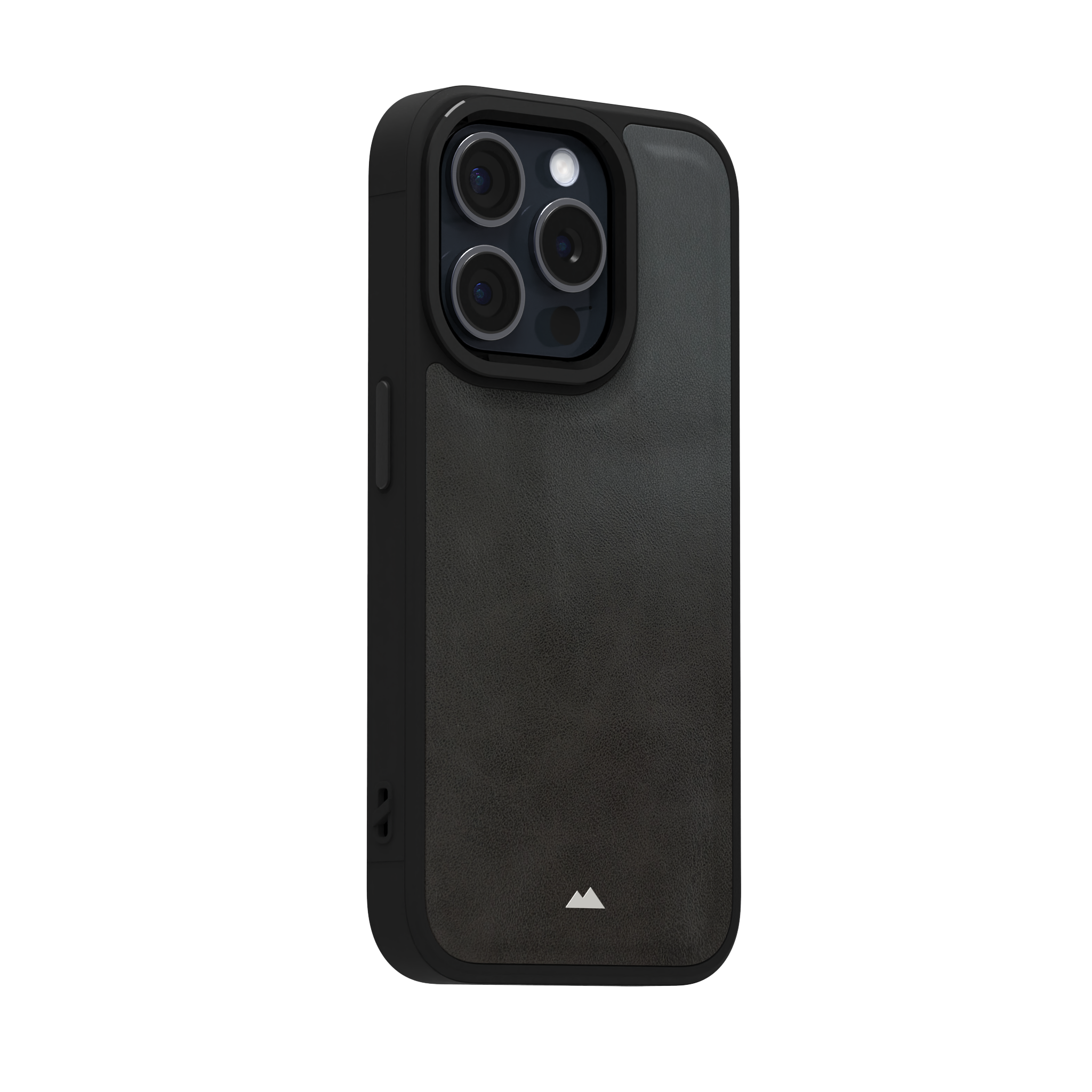 Smudged Grey Leather Case Cover for iPhone 15 Pro