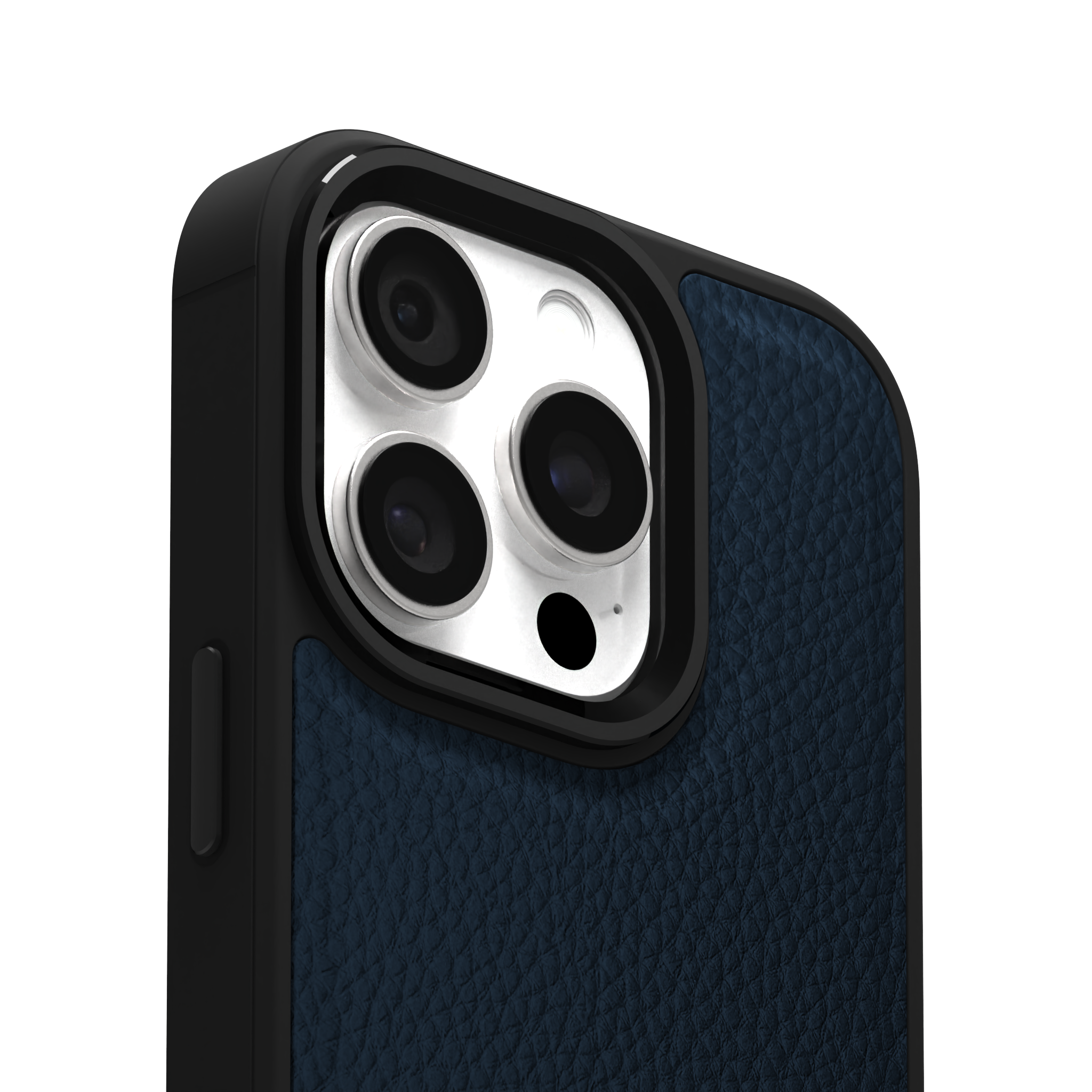 Blue Full Grain Leather Case Cover for iPhone 16 Pro