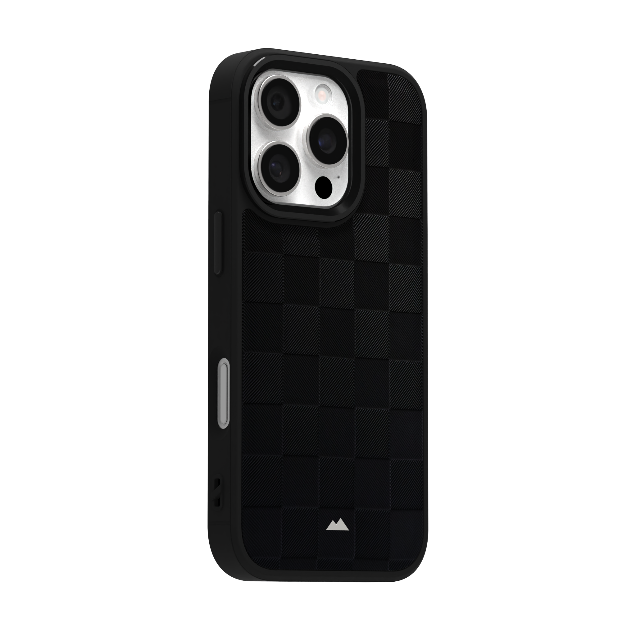 Black Checkered Leather Case for iPhone 16 Pro