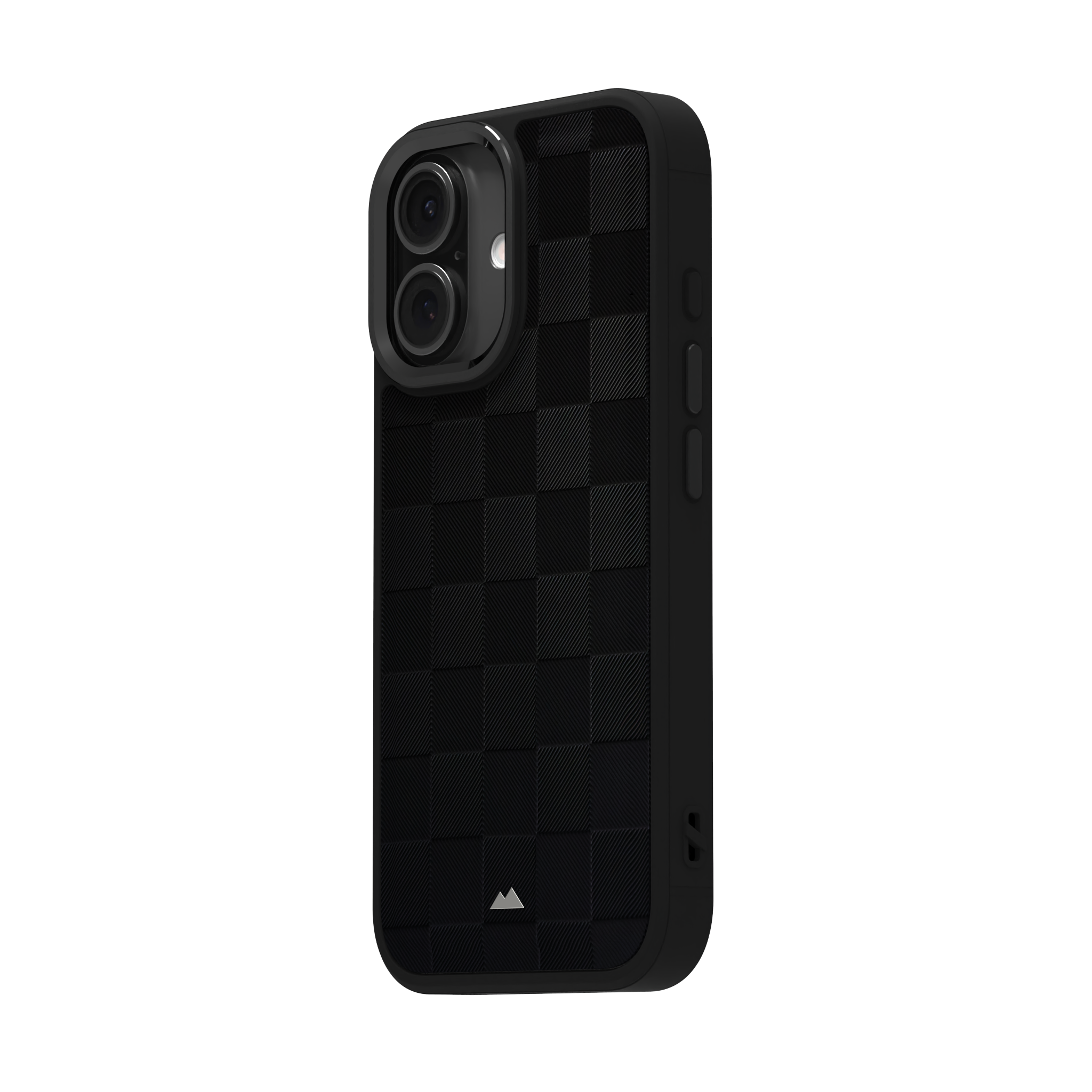 Black Checkered Leather Case for iPhone 16