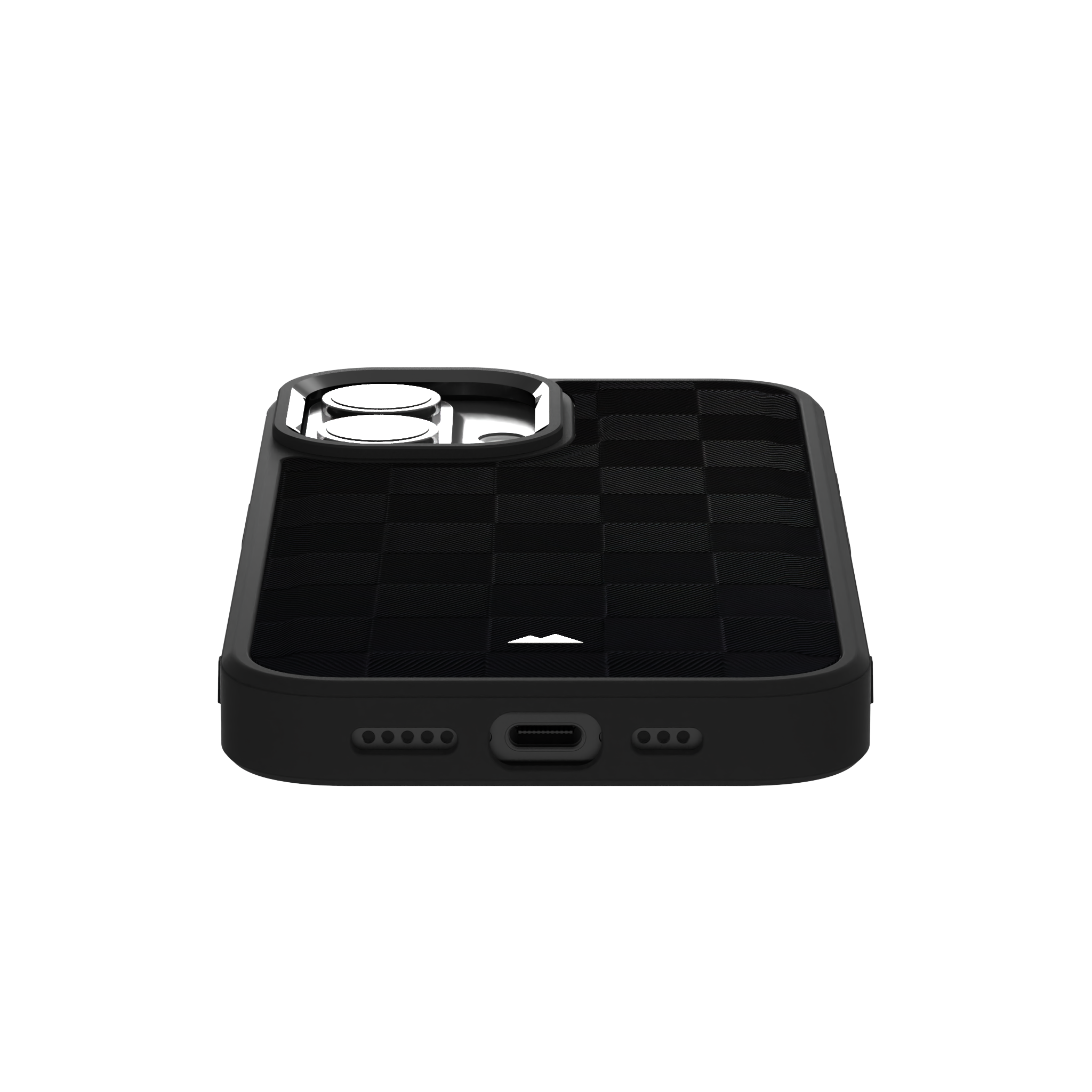 Black Checkered Leather Case for iPhone 16