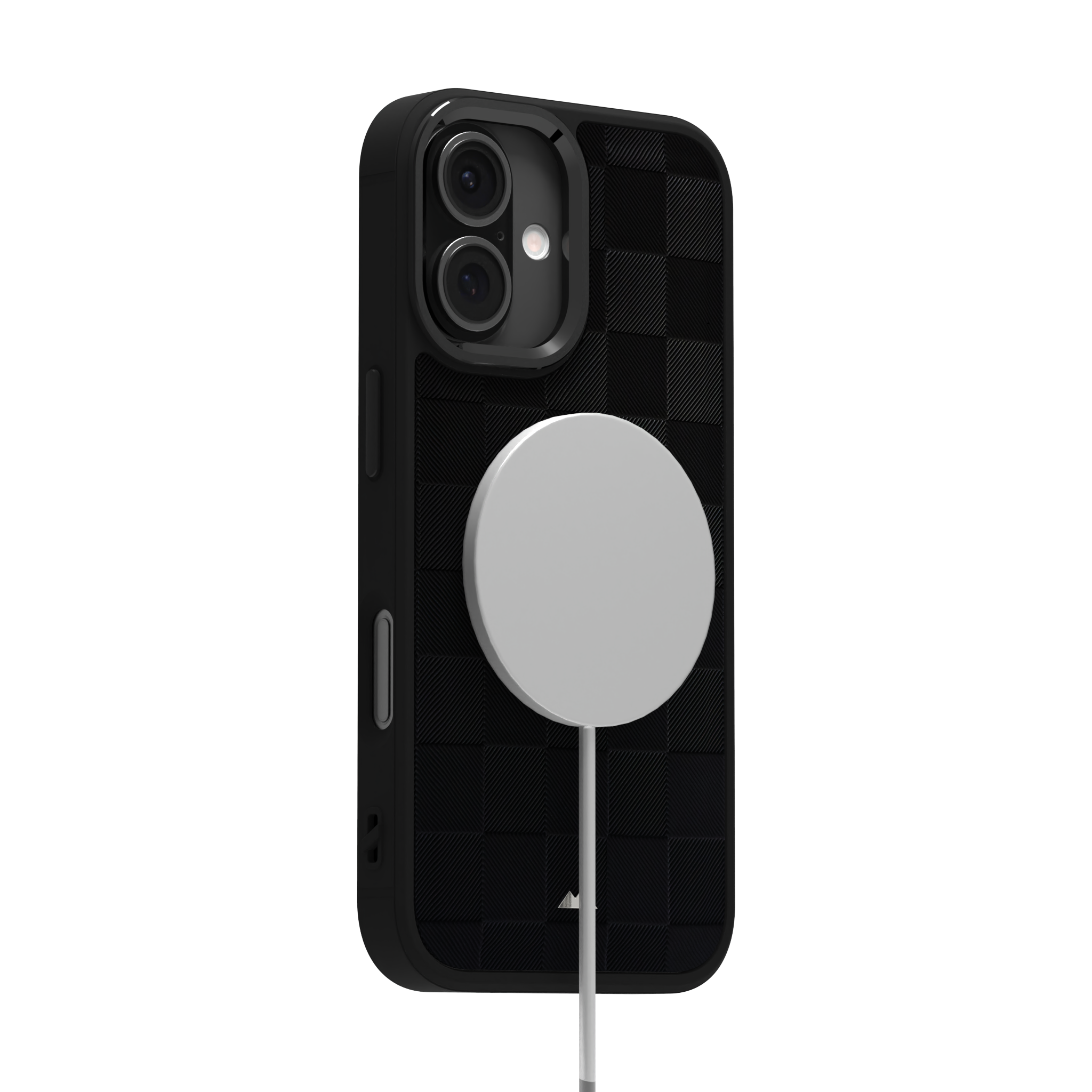 Black Checkered Leather Case for iPhone 16