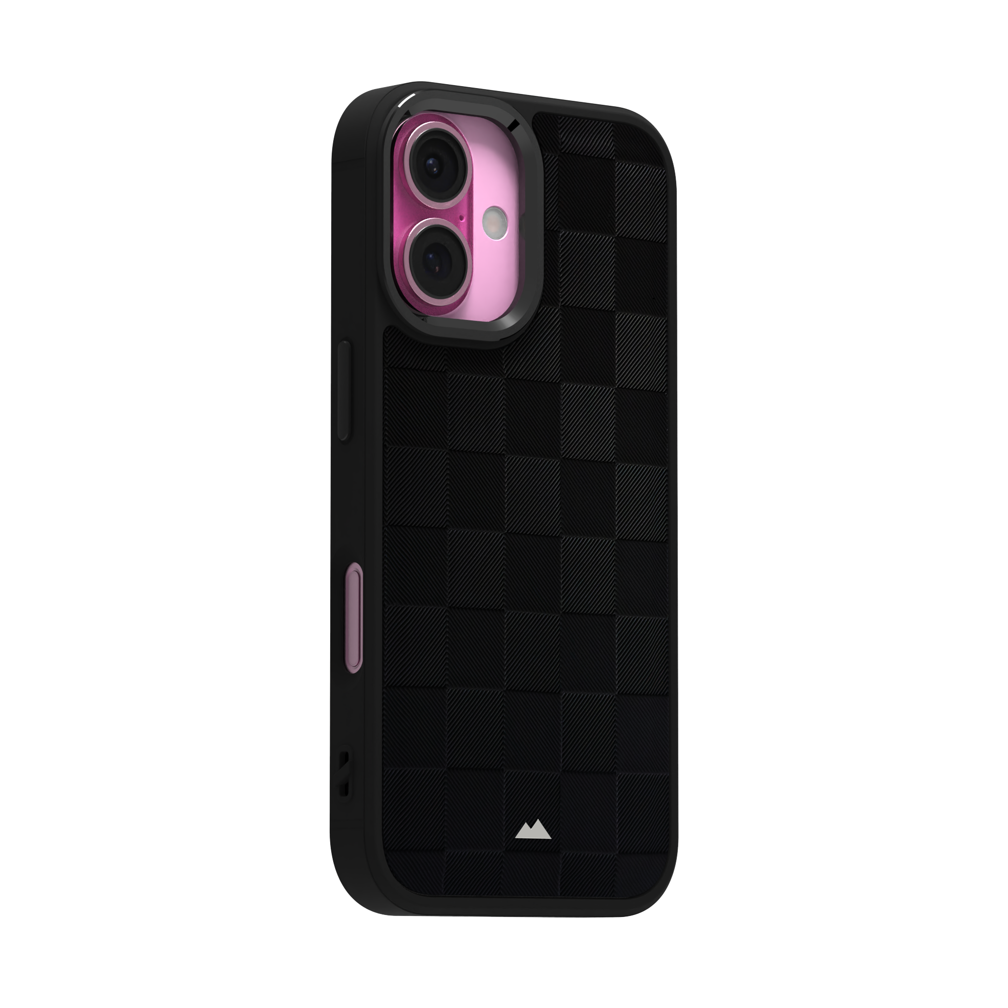 Black Checkered Leather Case for iPhone 16