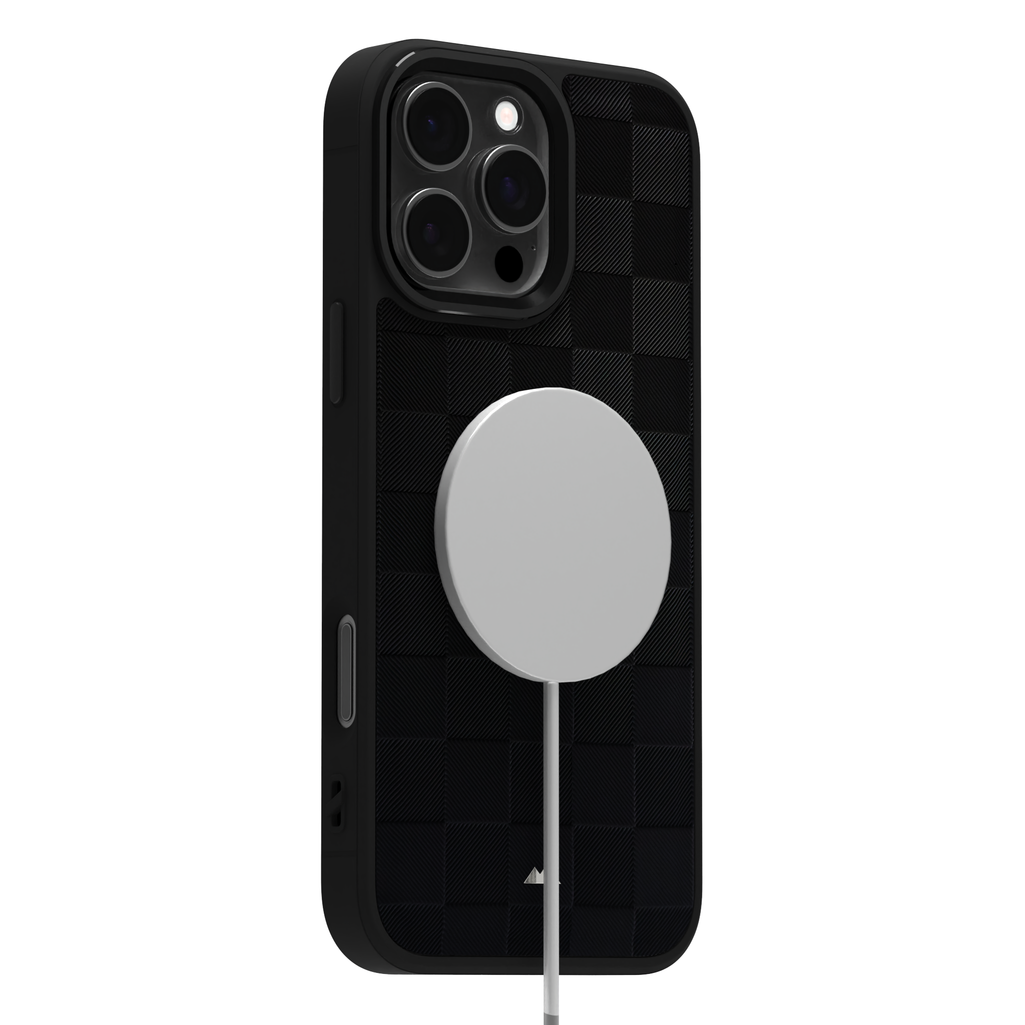 Black Checkered Leather Case for iPhone 16 Pro Max