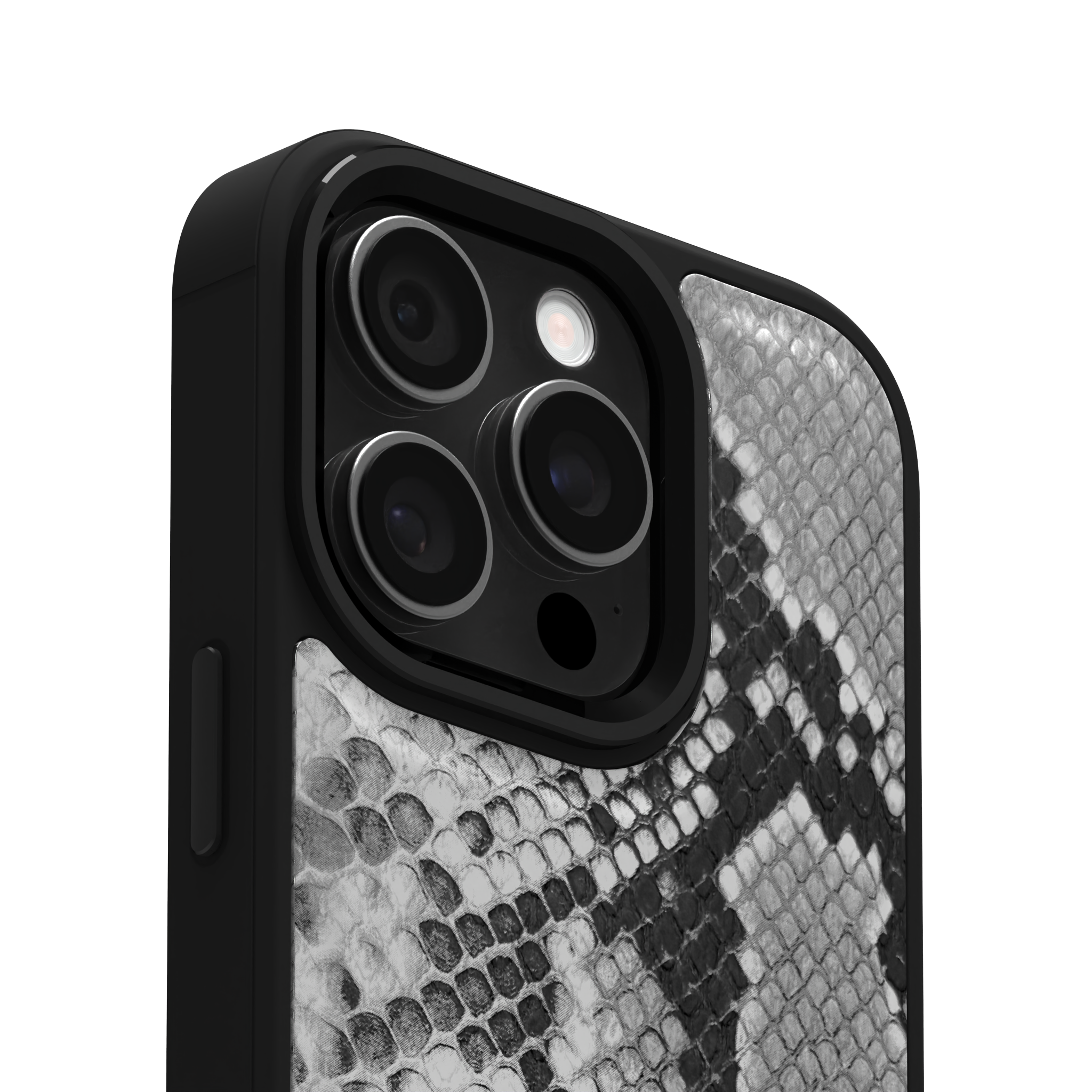 White Reptile Leather Case Cover for iPhone 16 Pro