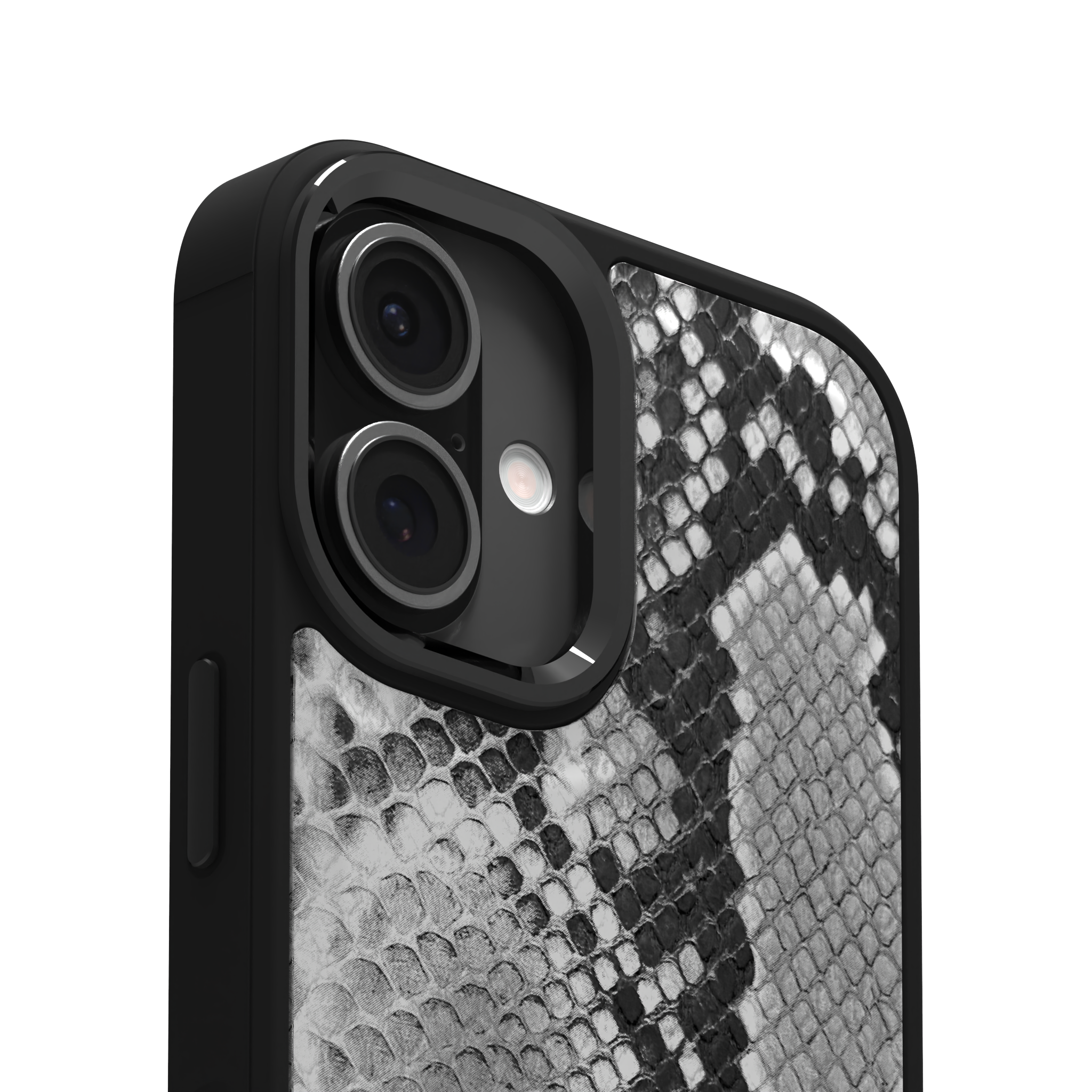 White Reptile Leather Case Cover for iPhone 16