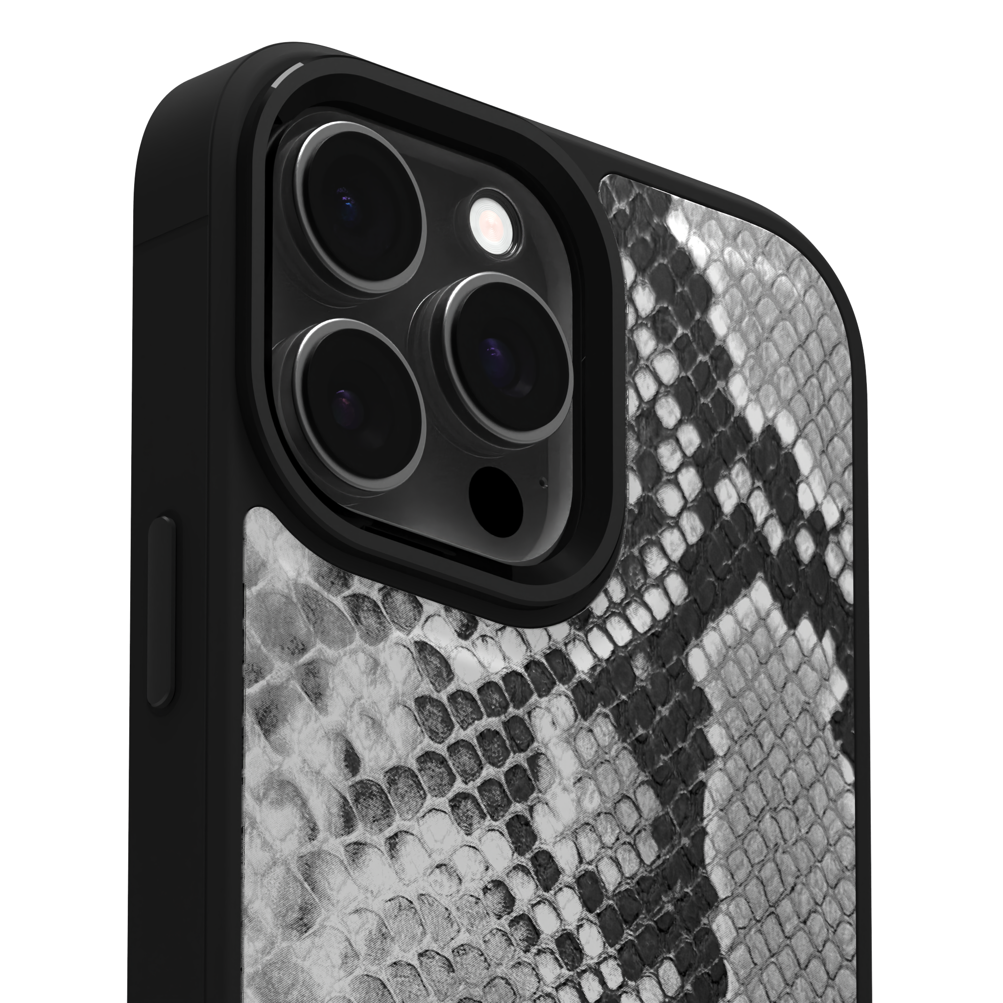 White Reptile Leather Case Cover for iPhone 16 Pro Max