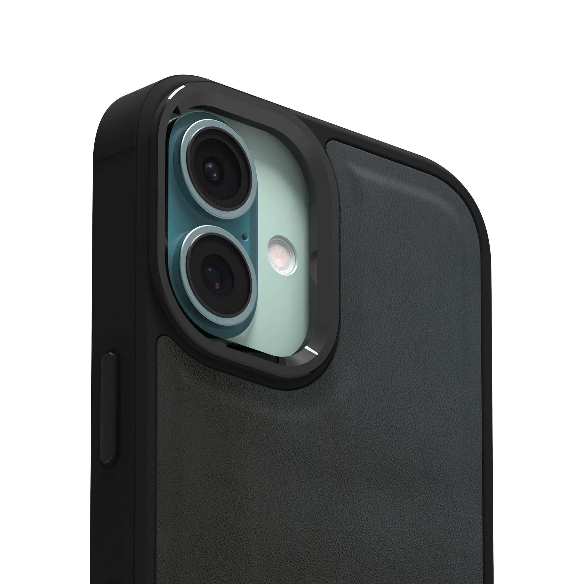 Smudged Grey Leather Case Cover for iPhone 16