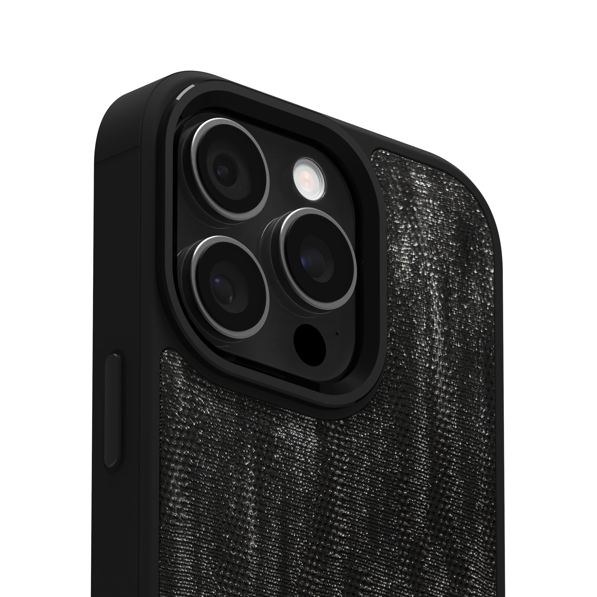 Silver Streaked Black Leather Case Cover for iPhone 16 Pro