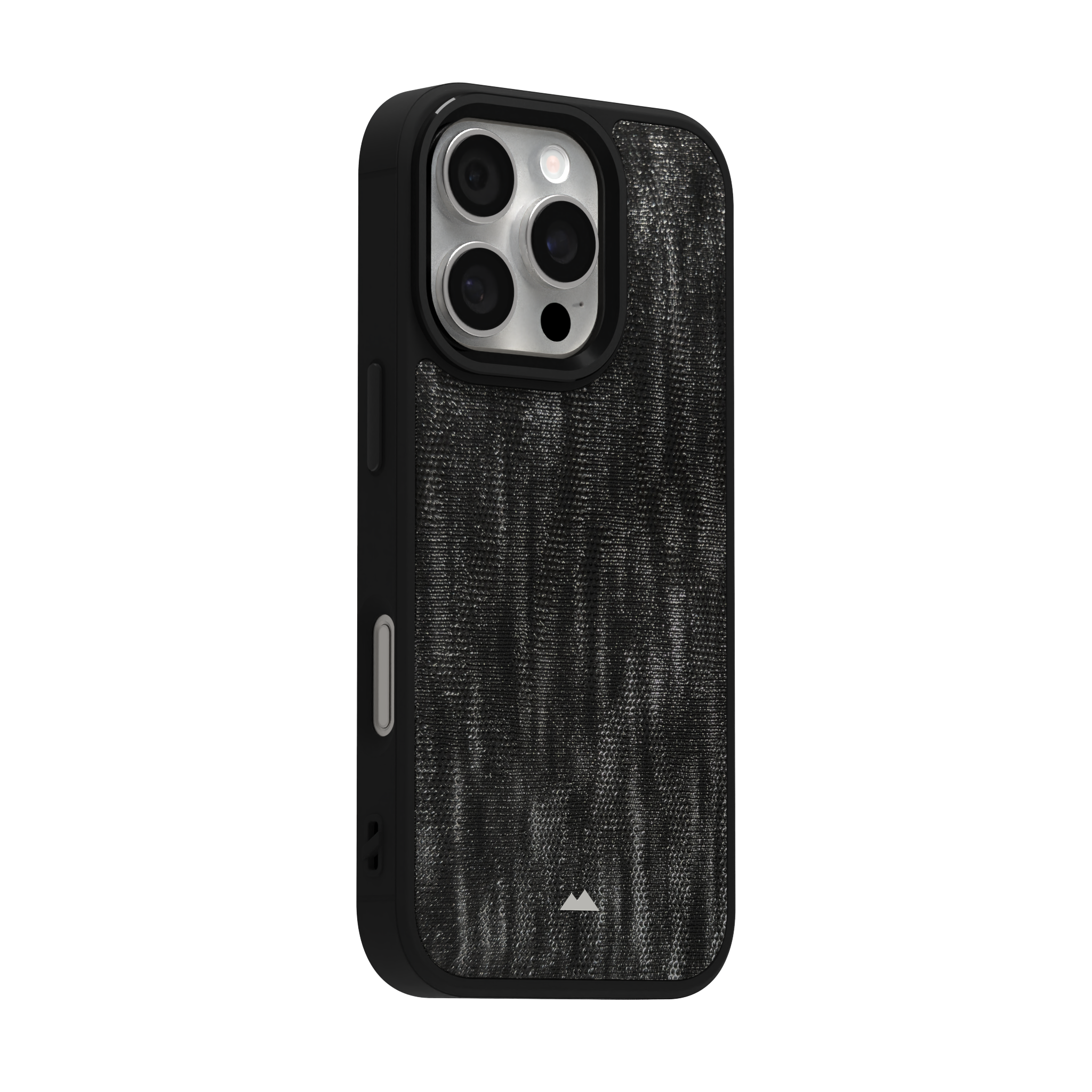 Silver Streaked Black Leather Case Cover for iPhone 16 Pro