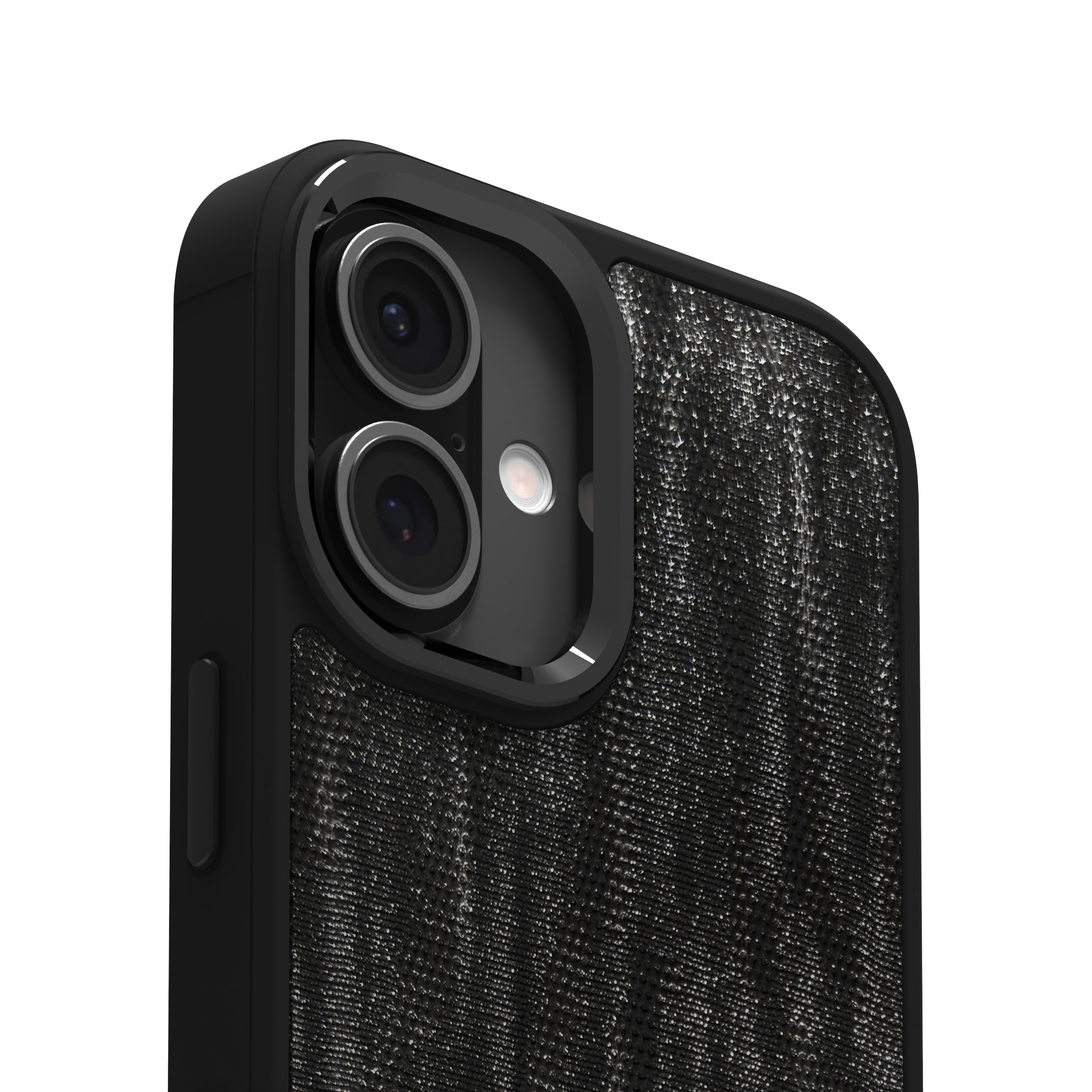 Silver Streaked Black Leather Case Cover for iPhone 16