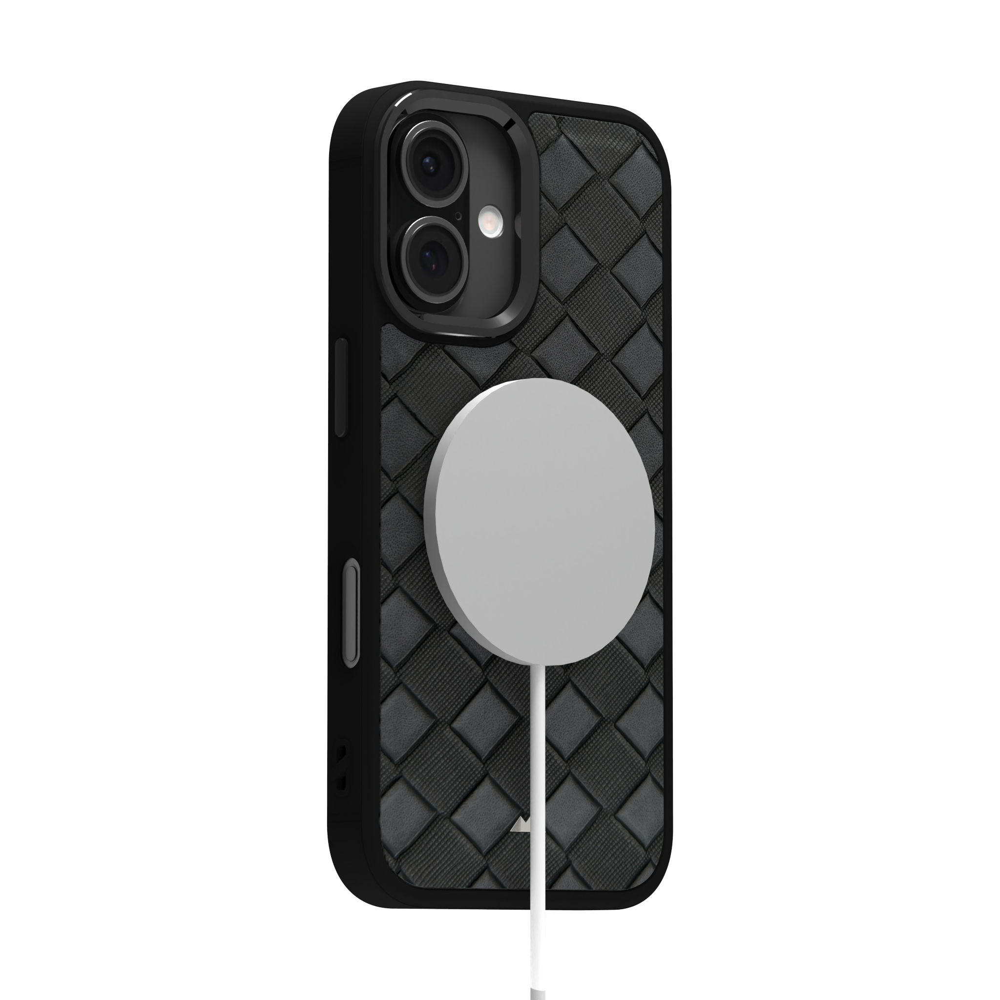 Smoked Cross Leather Case Cover for iPhone 16