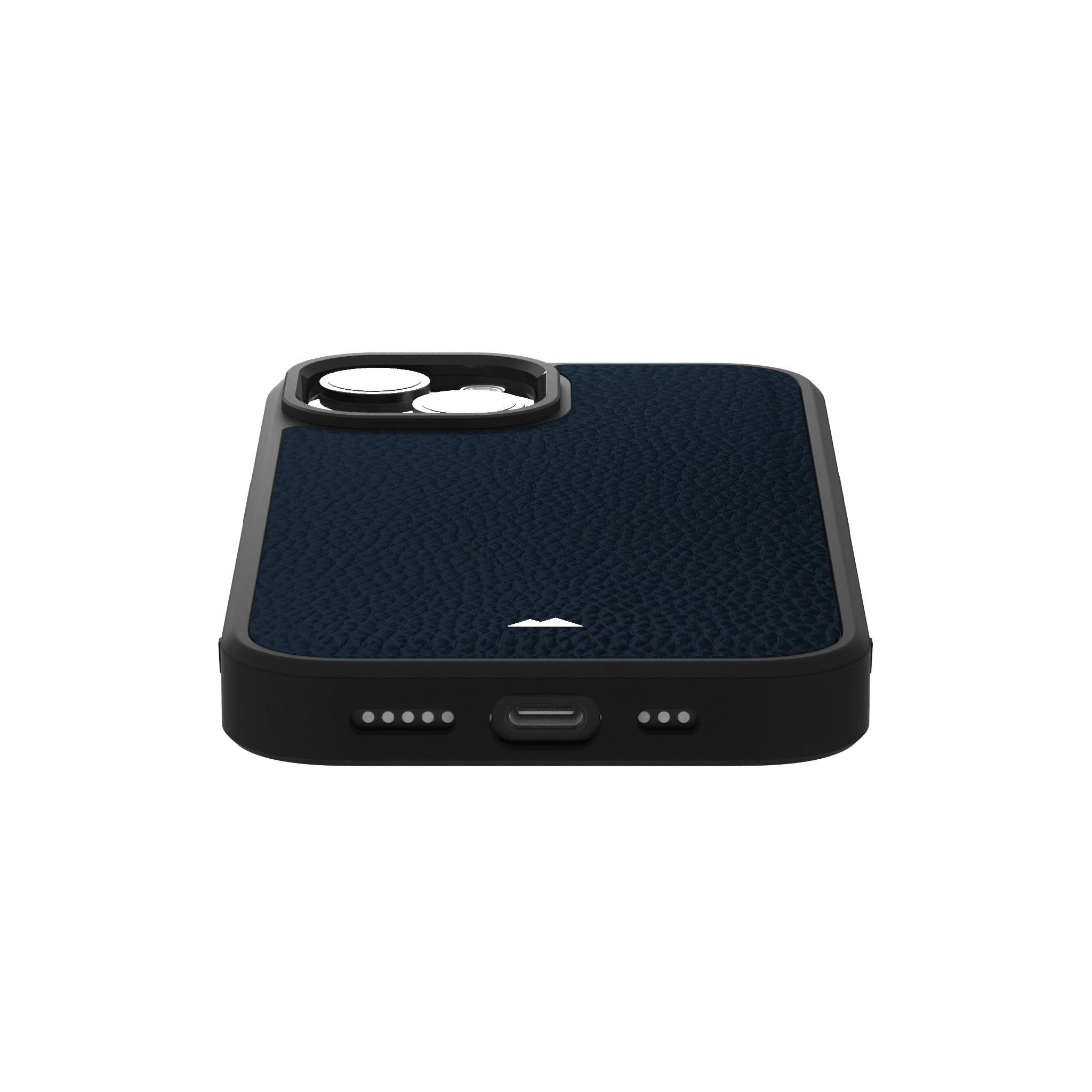 Blue Full Grain Leather Case Cover for iPhone 15