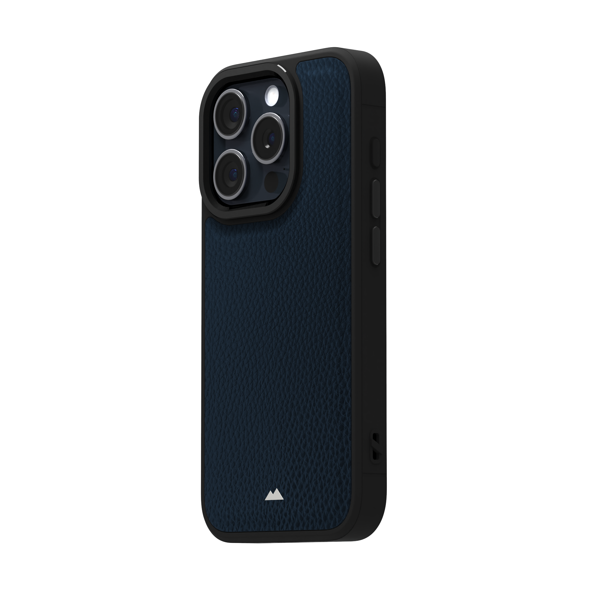 Blue Full Grain Leather Case Cover for iPhone 15 Pro