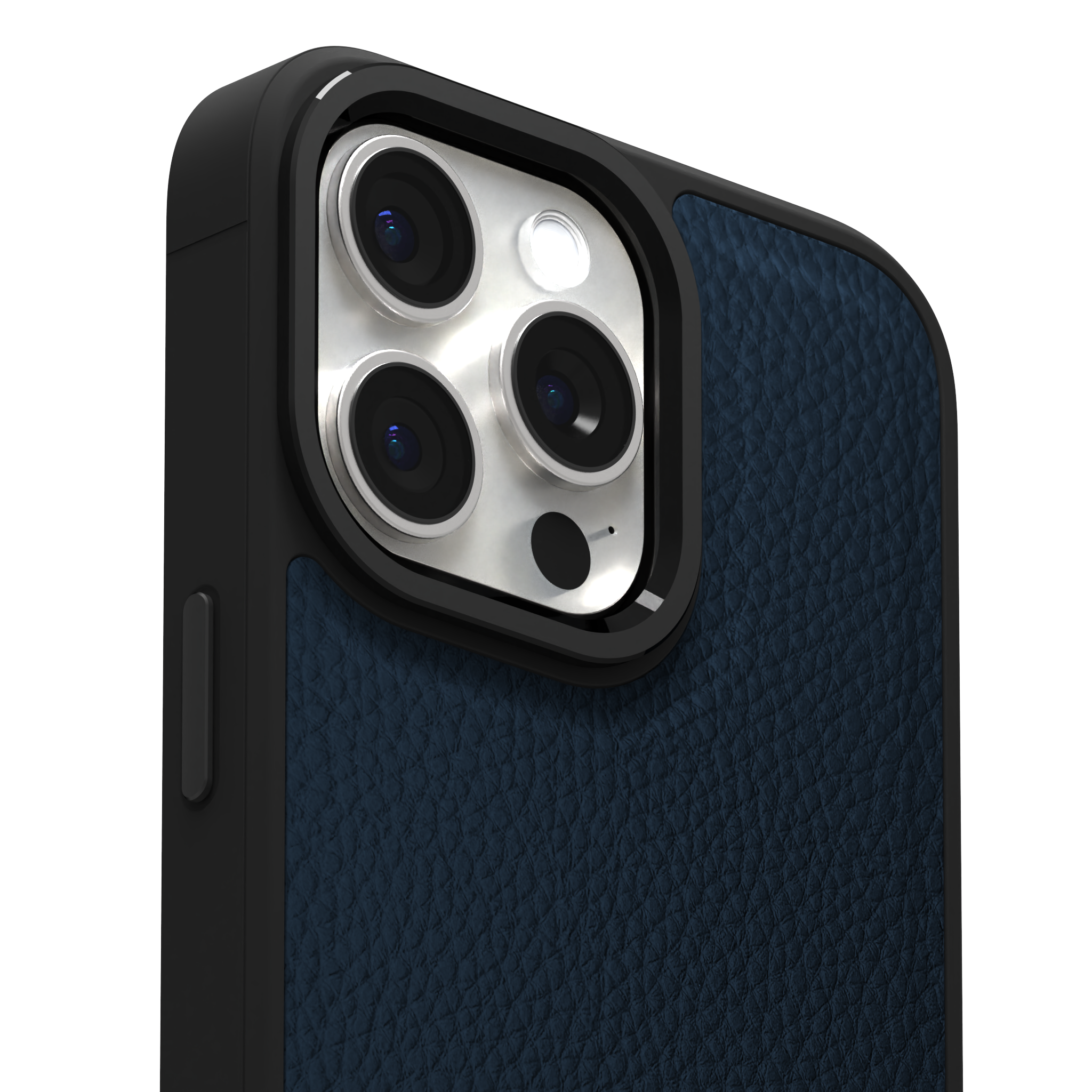 Blue Full Grain Leather Case Cover for iPhone 15 Pro Max