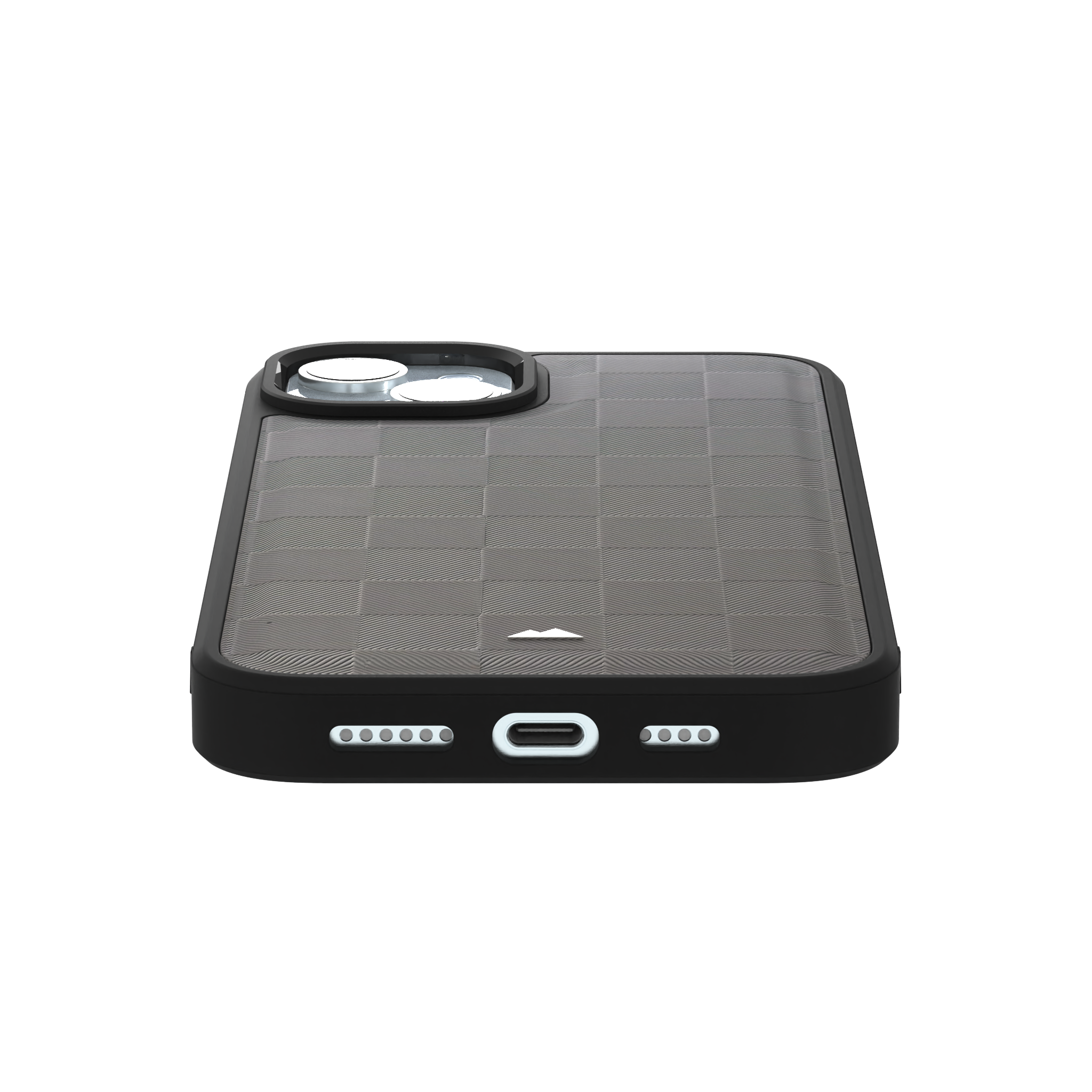 Ash Checkered Leather Case Cover for iPhone 15 Plus