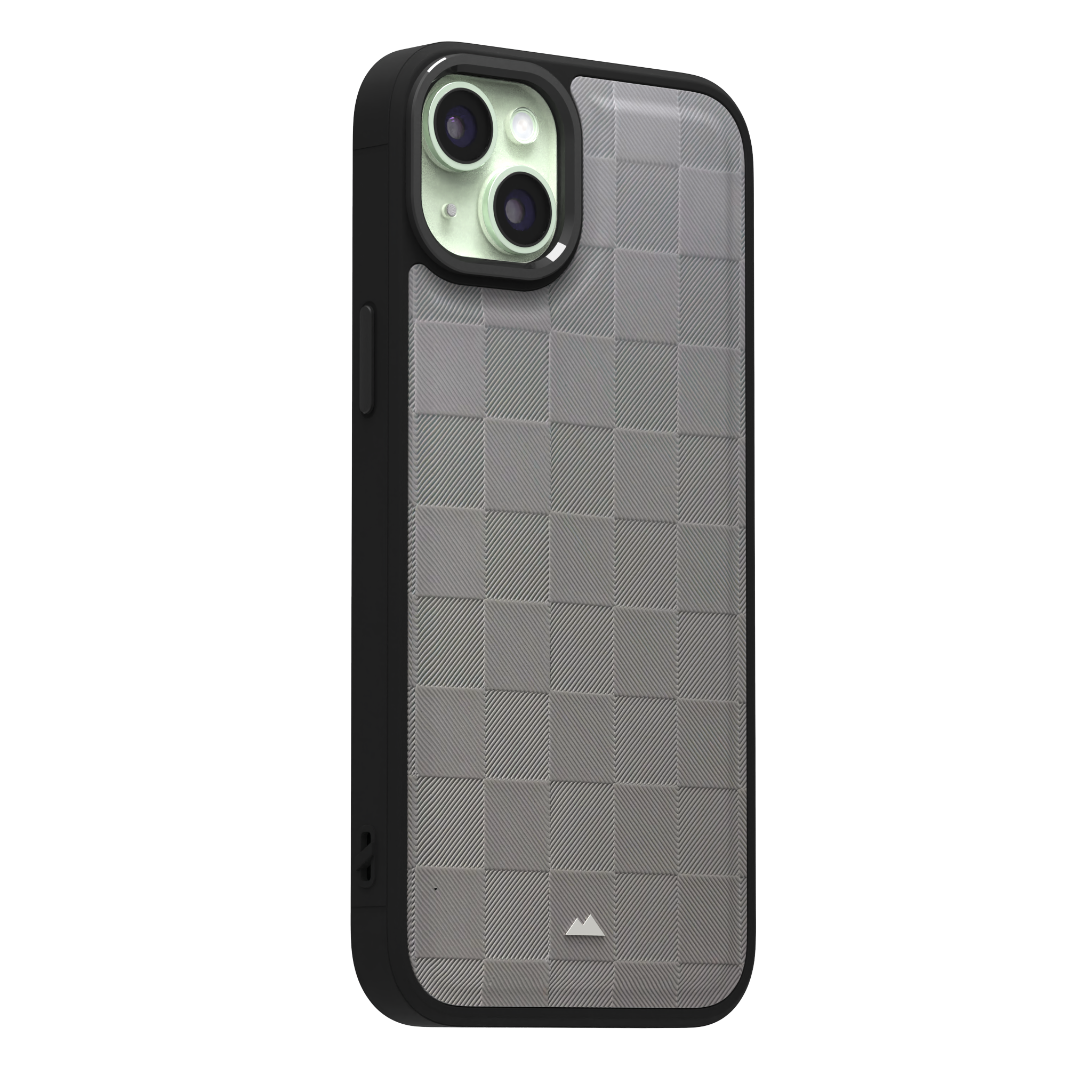 Ash Checkered Leather Case Cover for iPhone 15 Plus