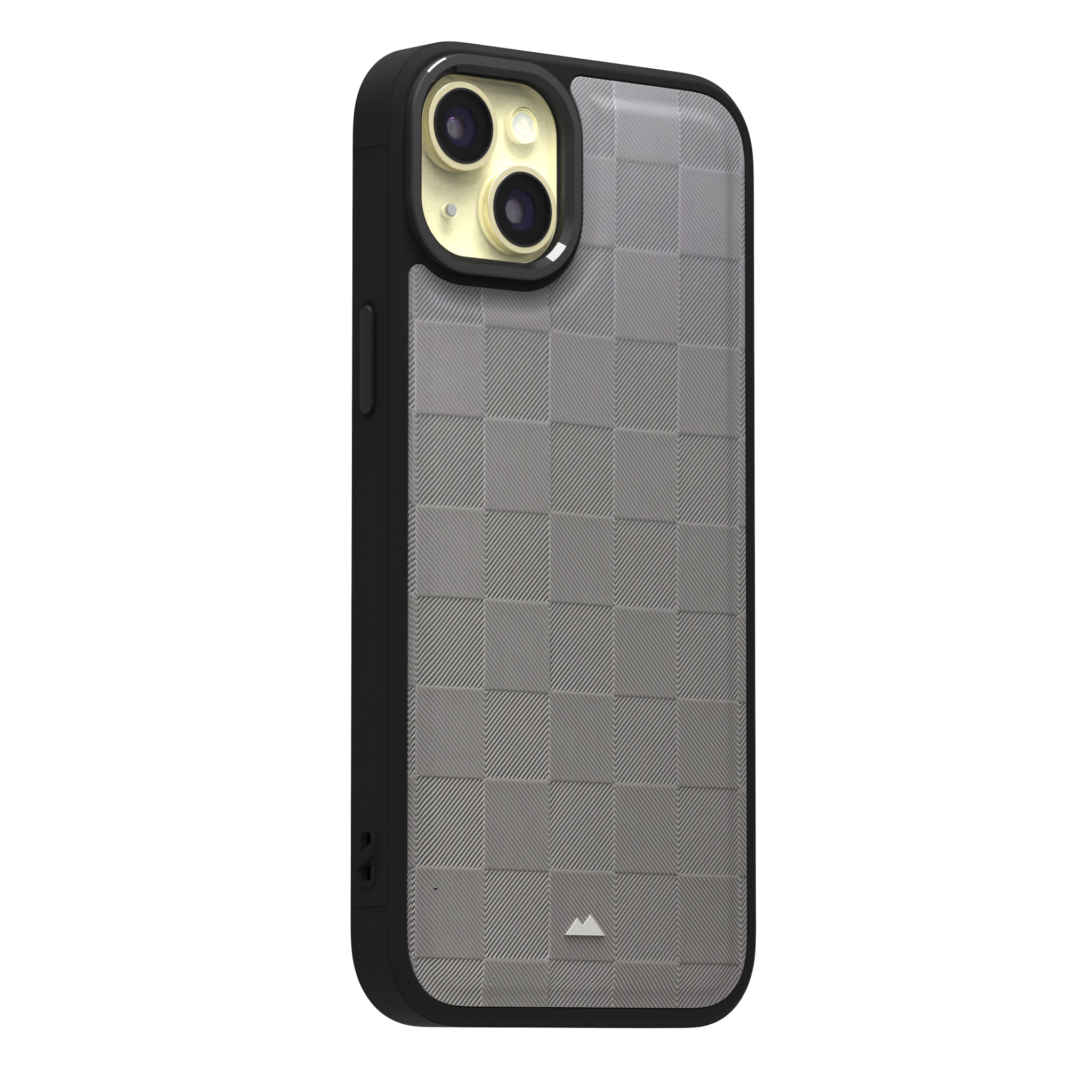 Ash Checkered Leather Case Cover for iPhone 15 Plus