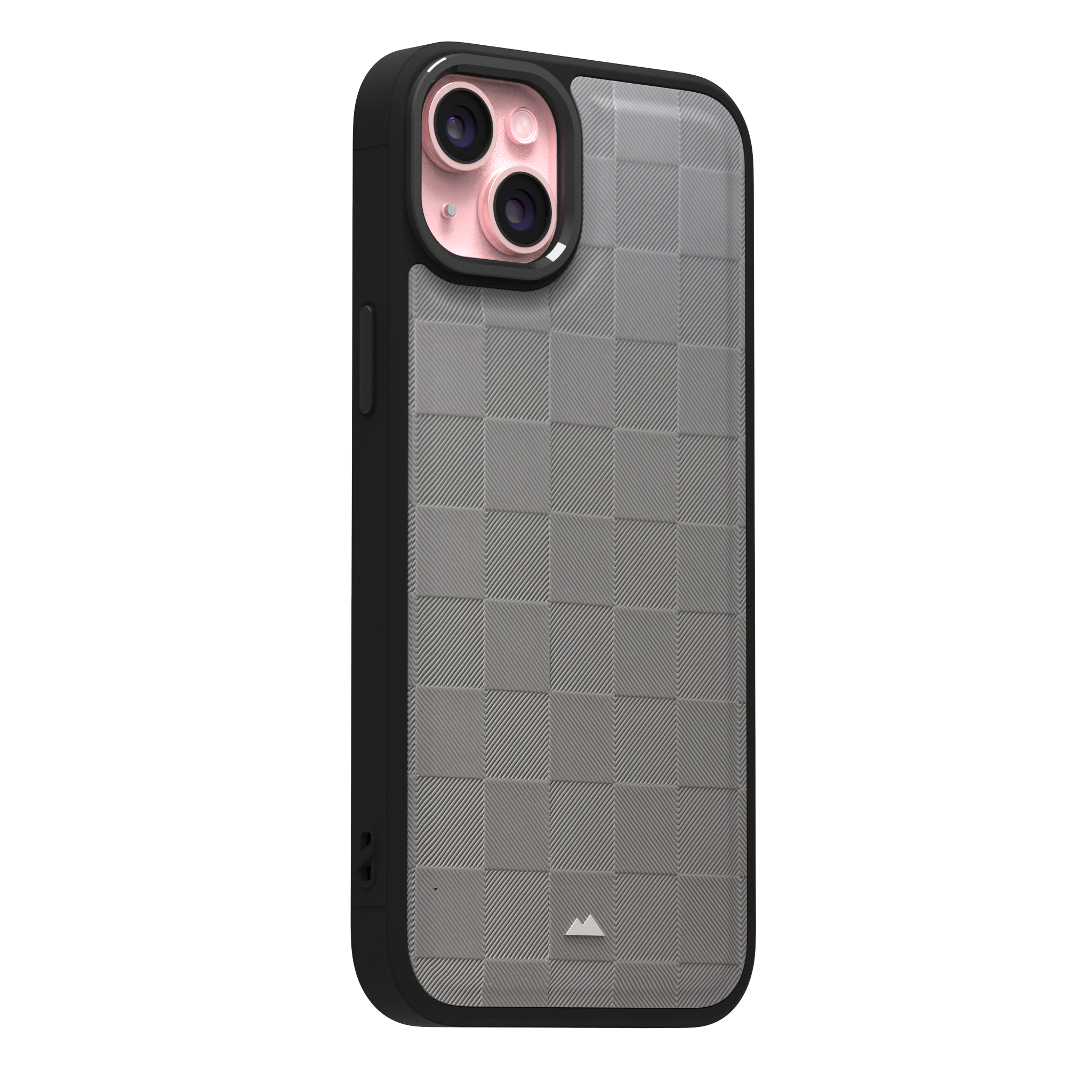 Ash Checkered Leather Case Cover for iPhone 15 Plus