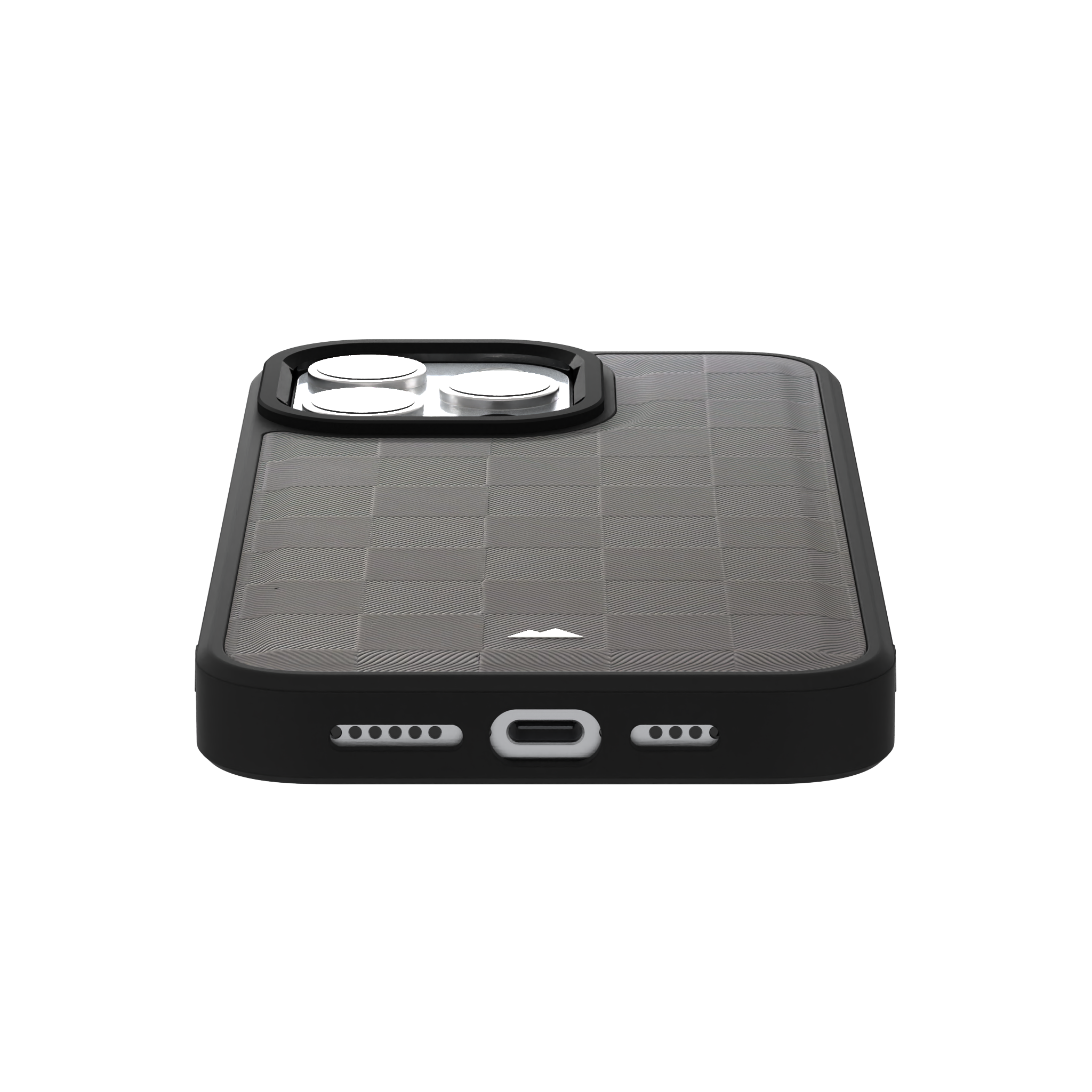 Ash Checkered Leather Case Cover for iPhone 15 Pro Max