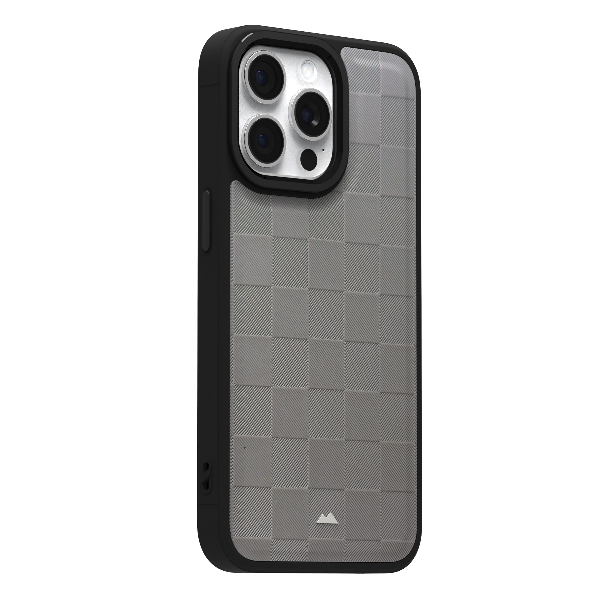 Ash Checkered Leather Case Cover for iPhone 15 Pro Max