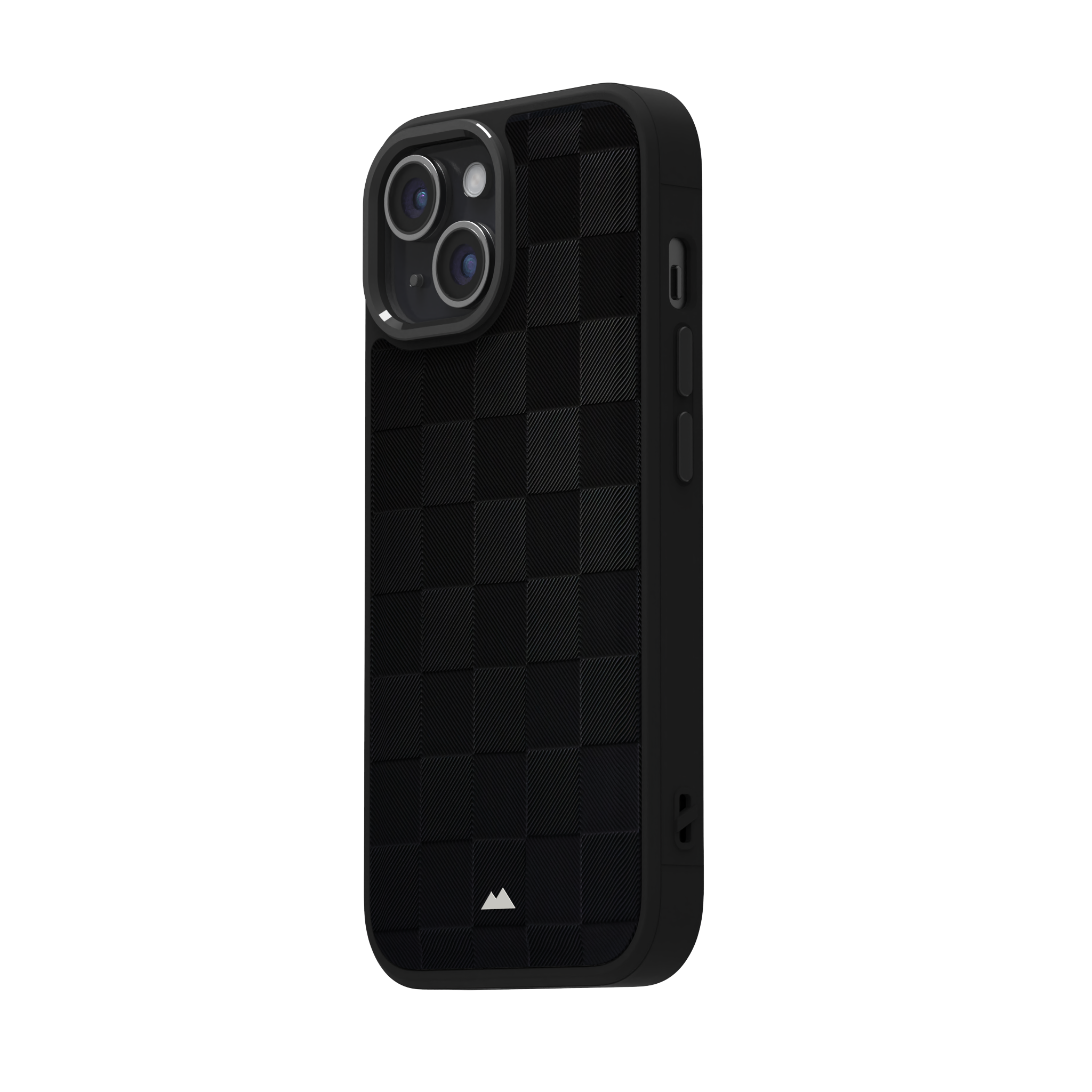 Black Checkered Leather Case for iPhone 15