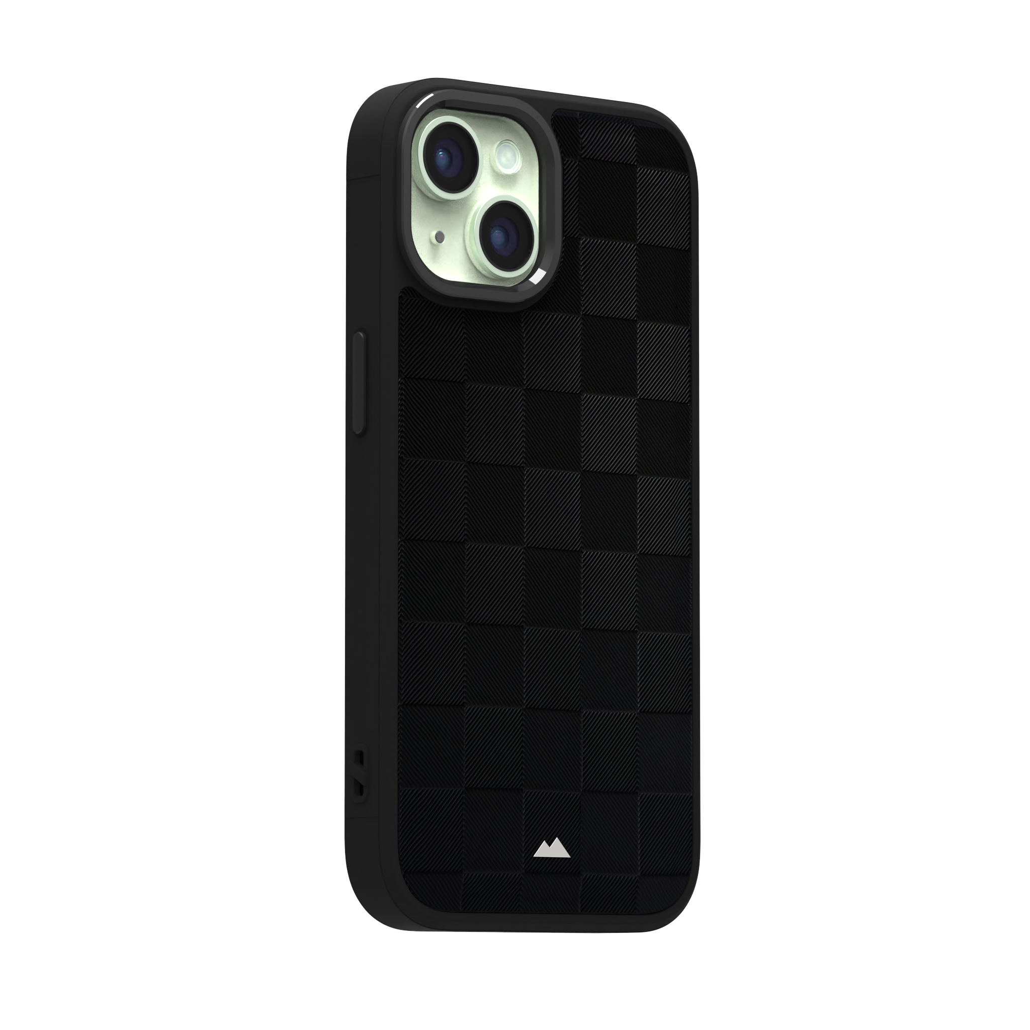 Black Checkered Leather Case for iPhone 15