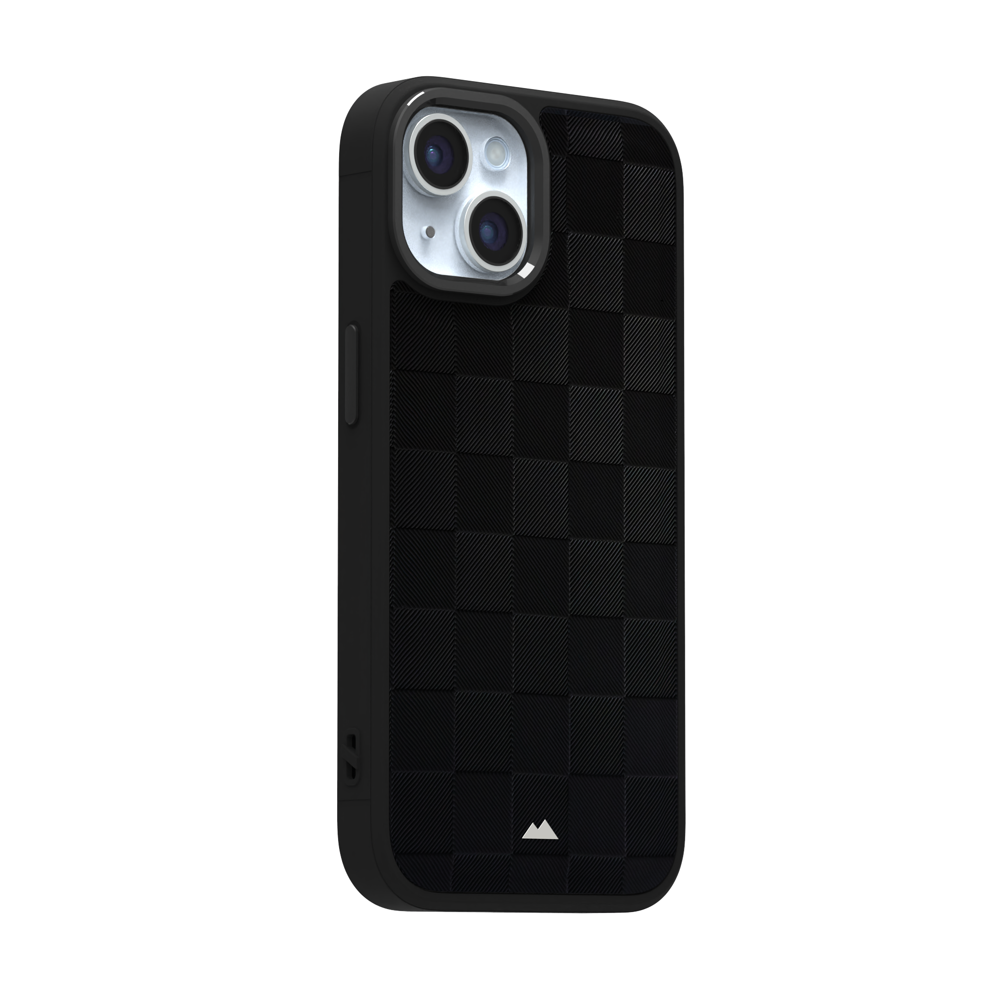 Black Checkered Leather Case for iPhone 15