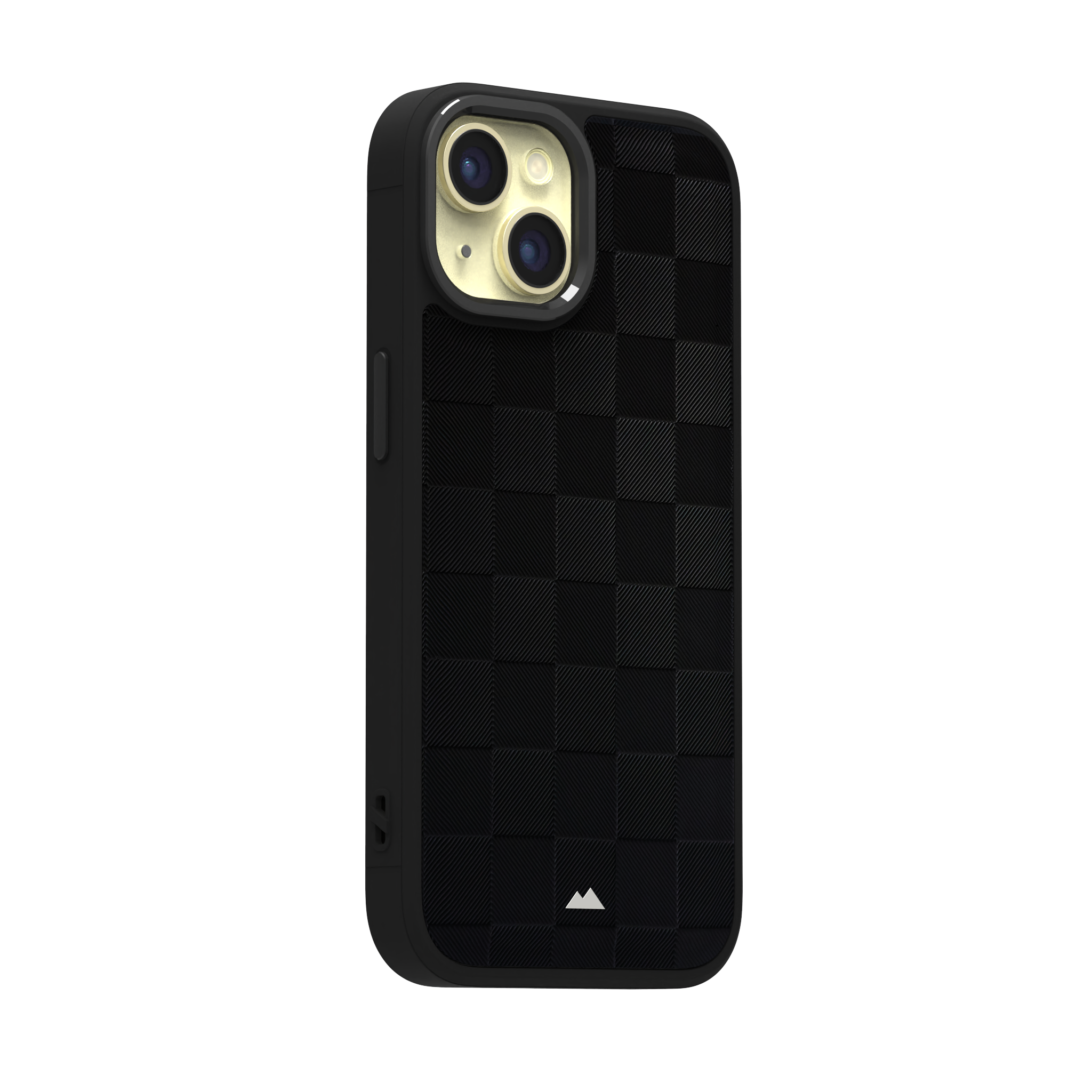 Black Checkered Leather Case for iPhone 15