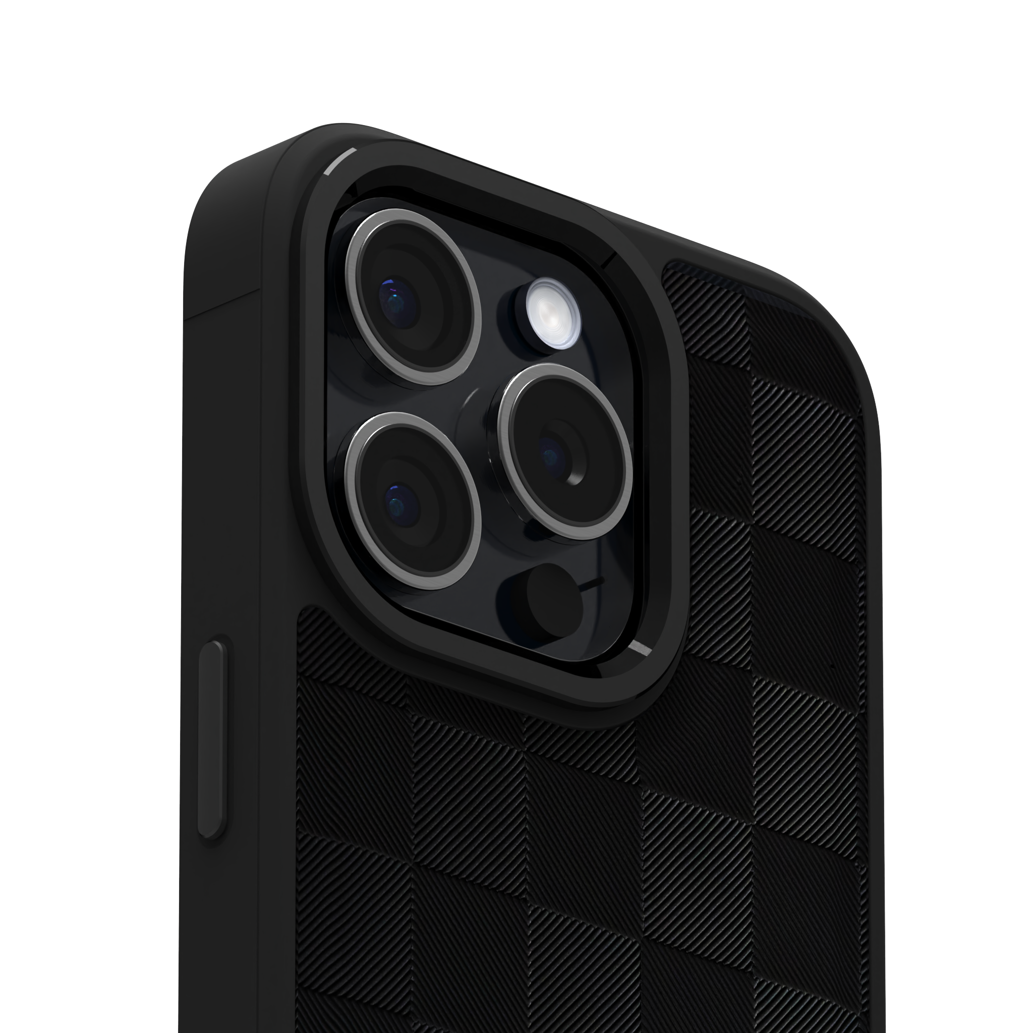 Black Checkered Leather Case for iPhone 15 Pro