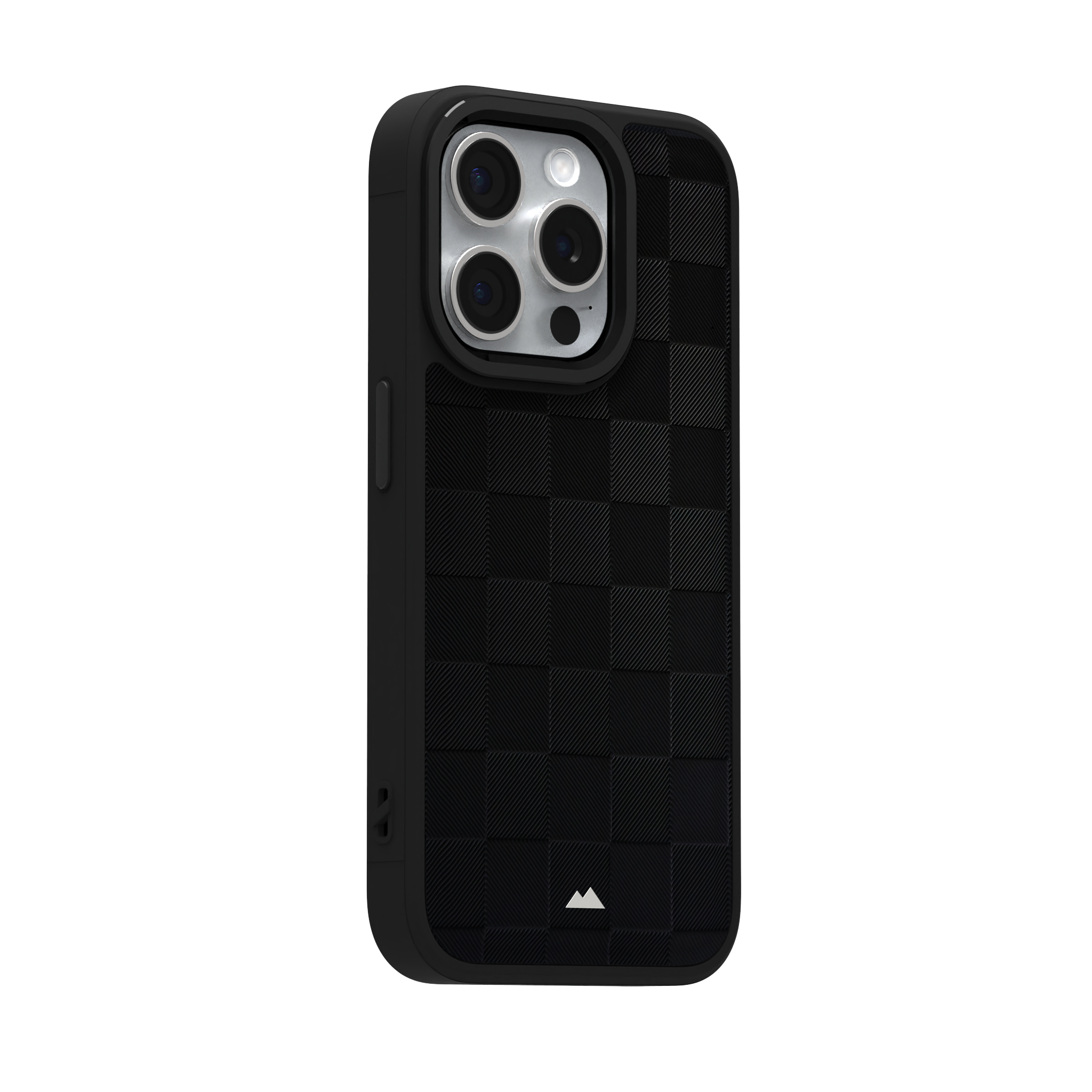 Black Checkered Leather Case for iPhone 15 Pro