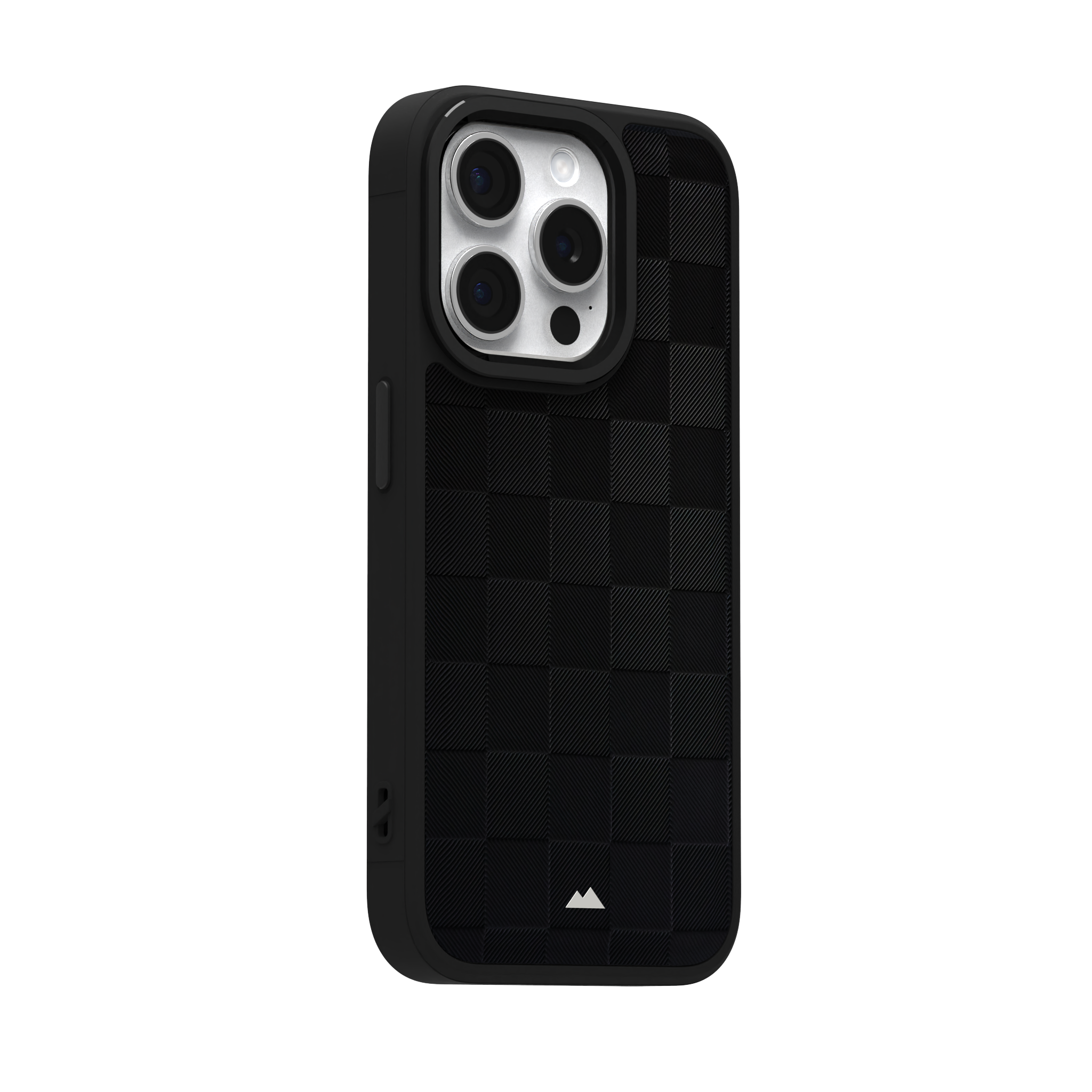 Black Checkered Leather Case for iPhone 15 Pro