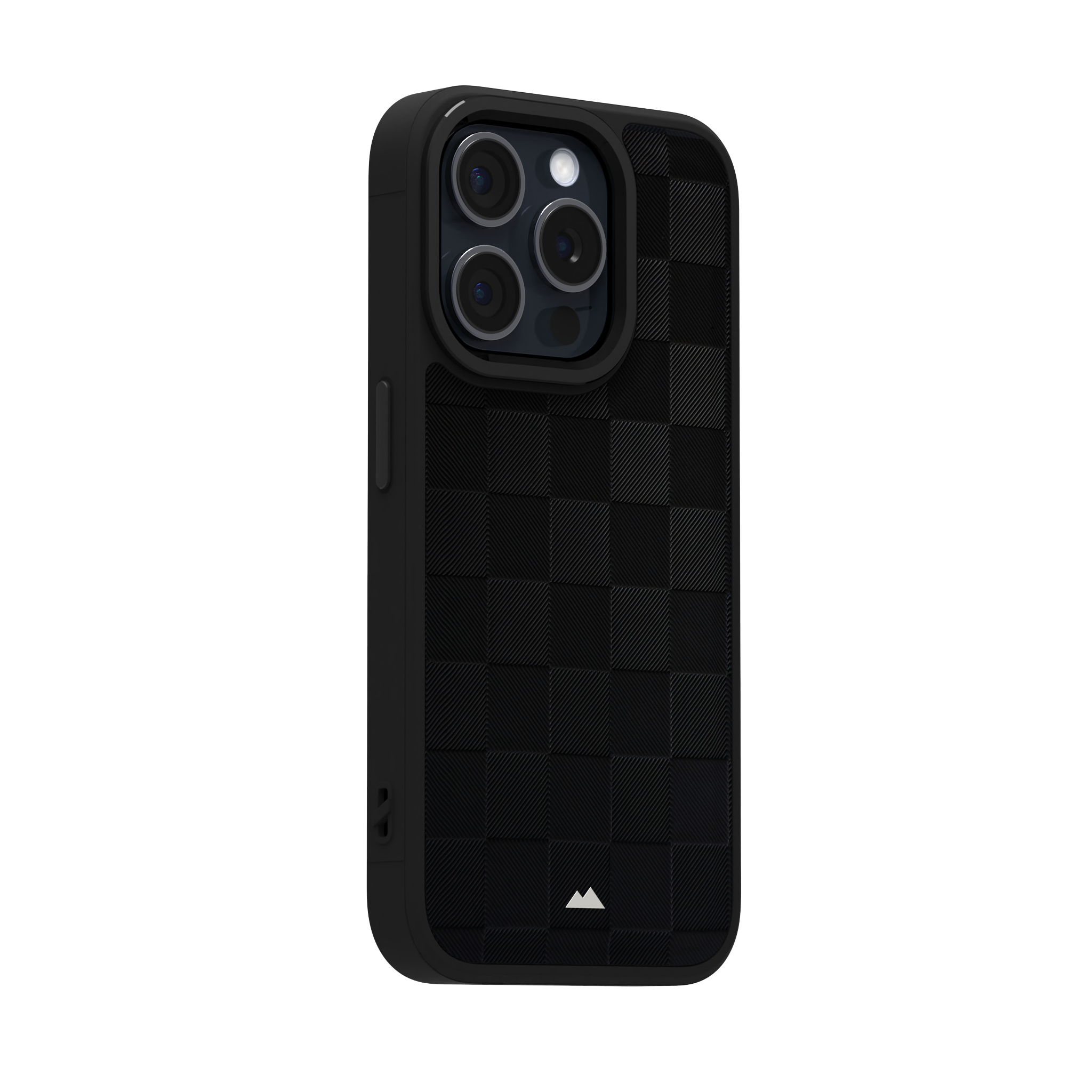 Black Checkered Leather Case for iPhone 15 Pro