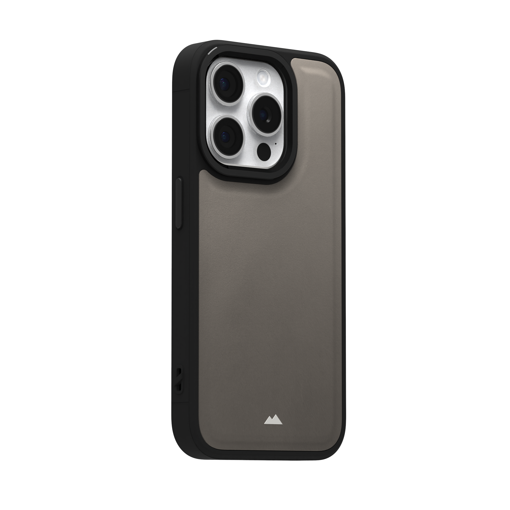 Grey Top Grain Leather Case Cover for iPhone 15 Pro