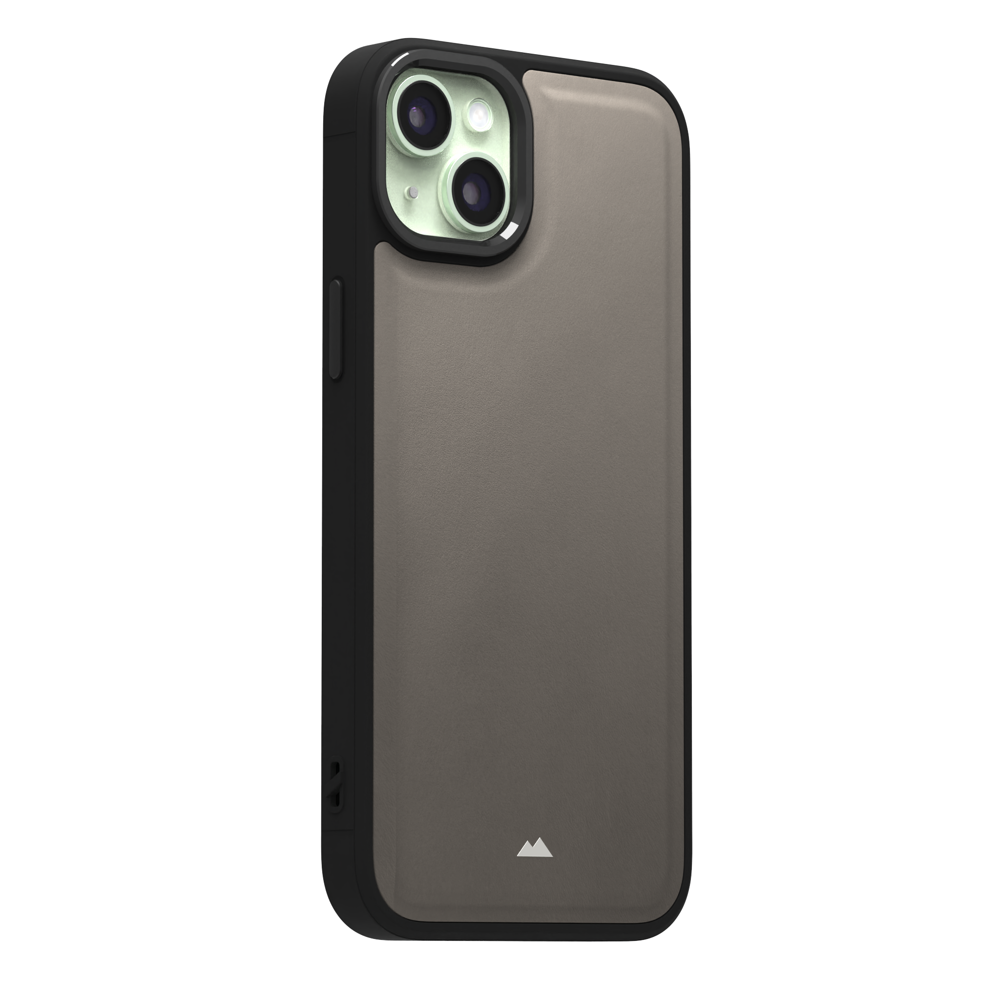 Grey Top Grain Leather Case Cover for iPhone 15 Plus