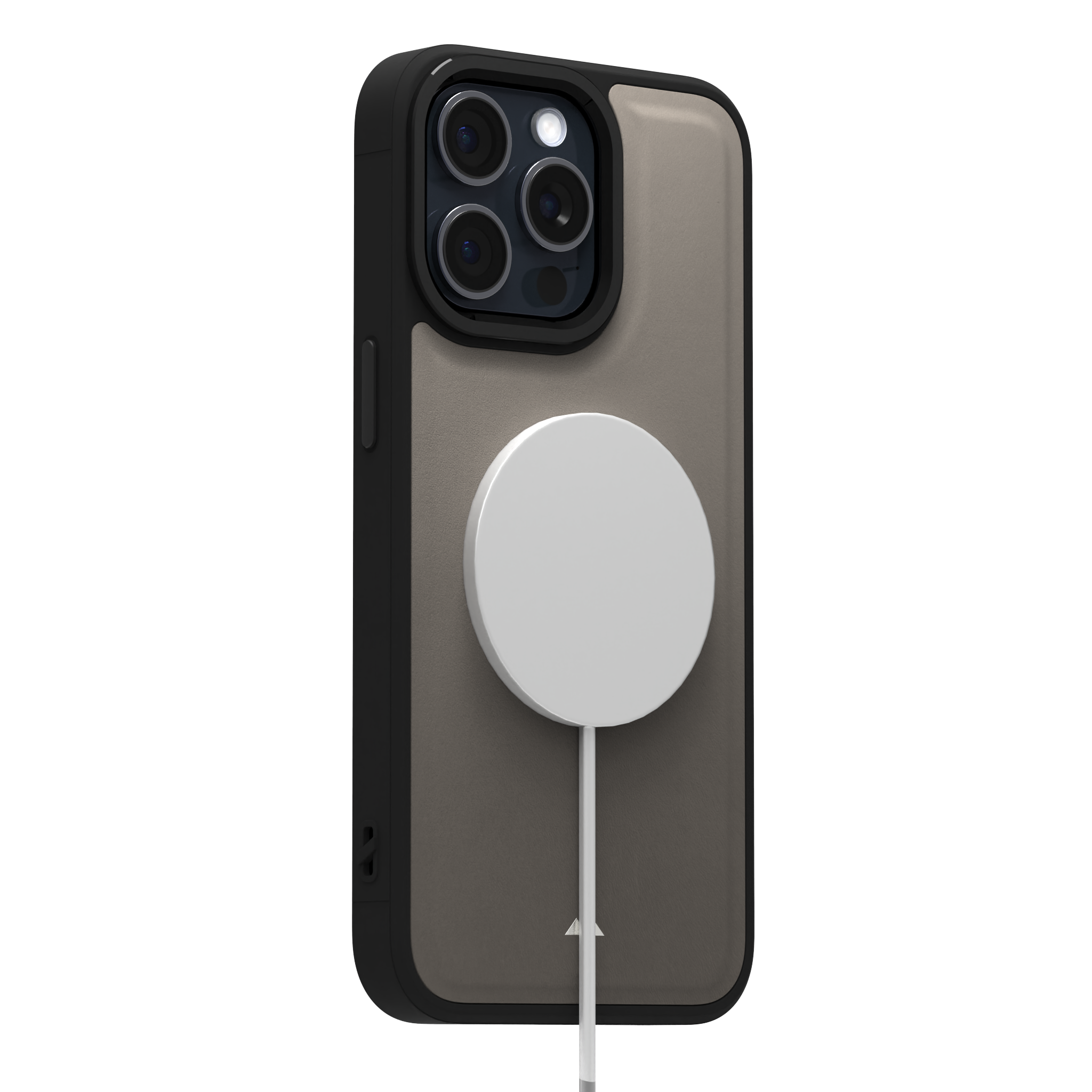 Grey Top Grain Leather Case Cover for iPhone 15 Pro Max