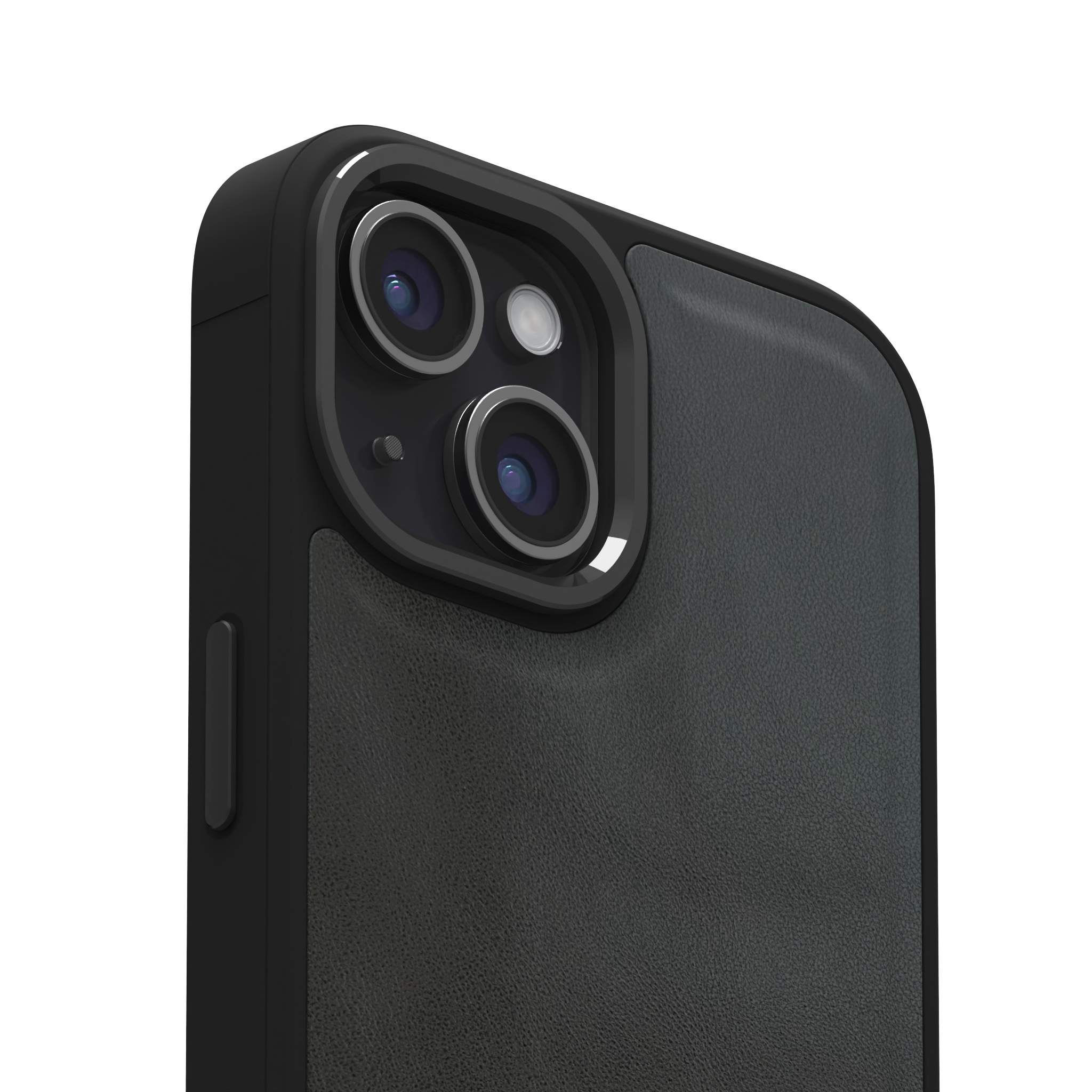 Smudged Grey Leather Case Cover for iPhone 15