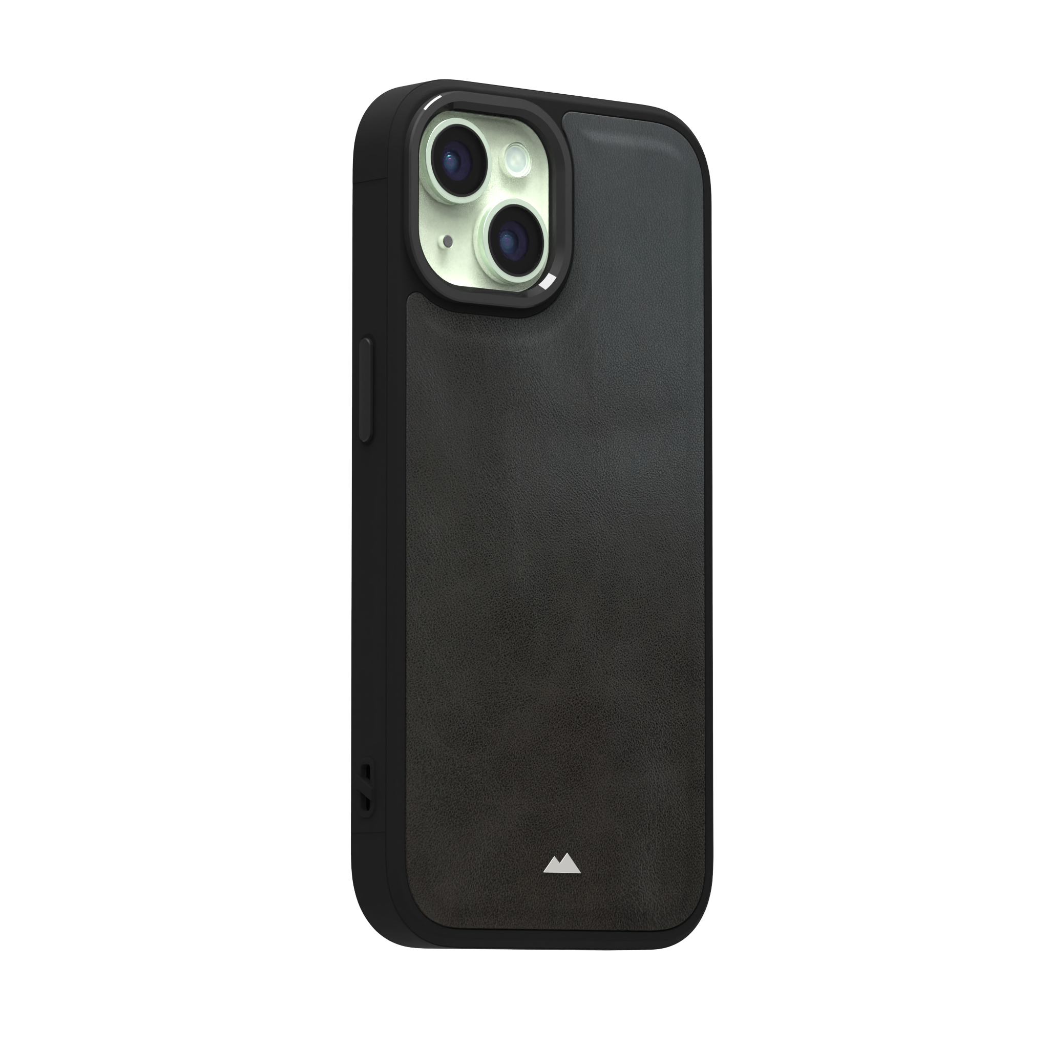 Smudged Grey Leather Case Cover for iPhone 15