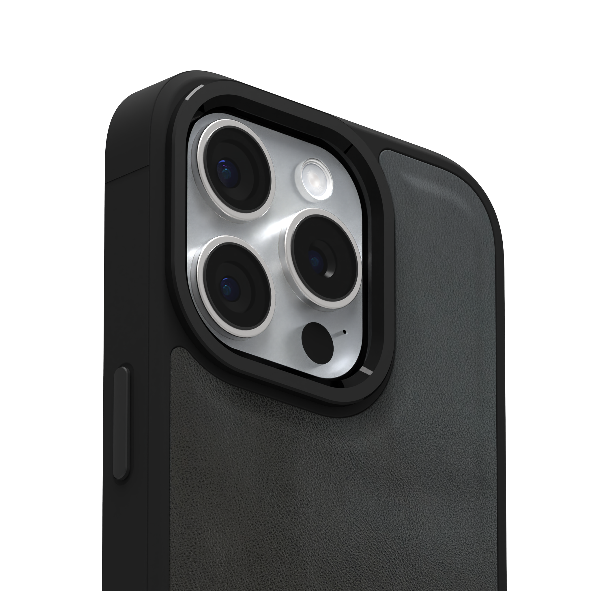 Smudged Grey Leather Case Cover for iPhone 15 Pro