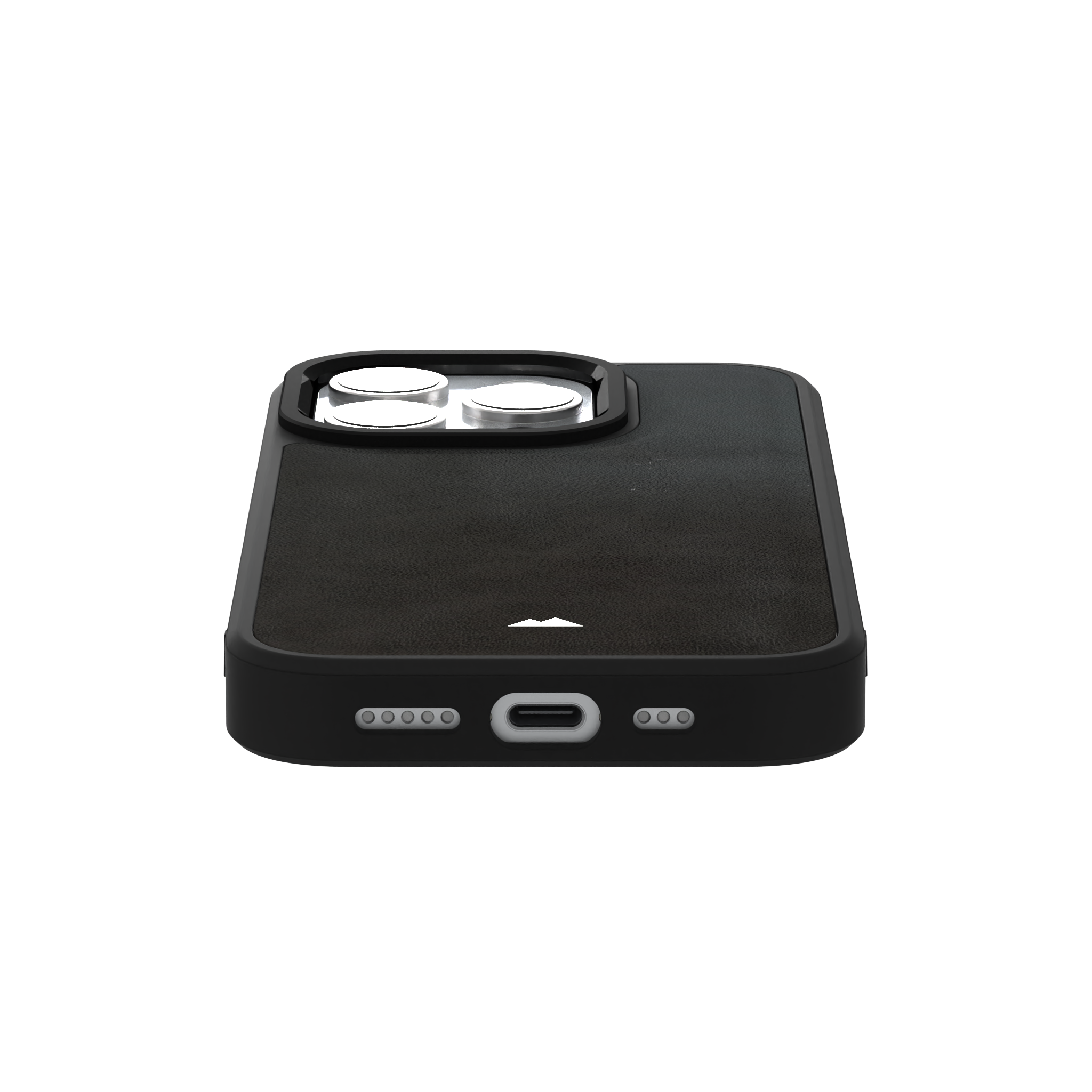 Smudged Grey Leather Case Cover for iPhone 15 Pro