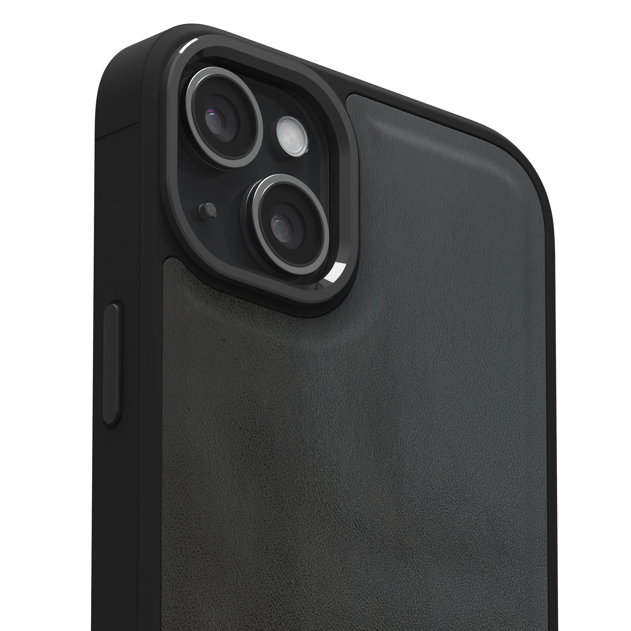 Smudged Grey Leather Case Cover for iPhone 15 Plus