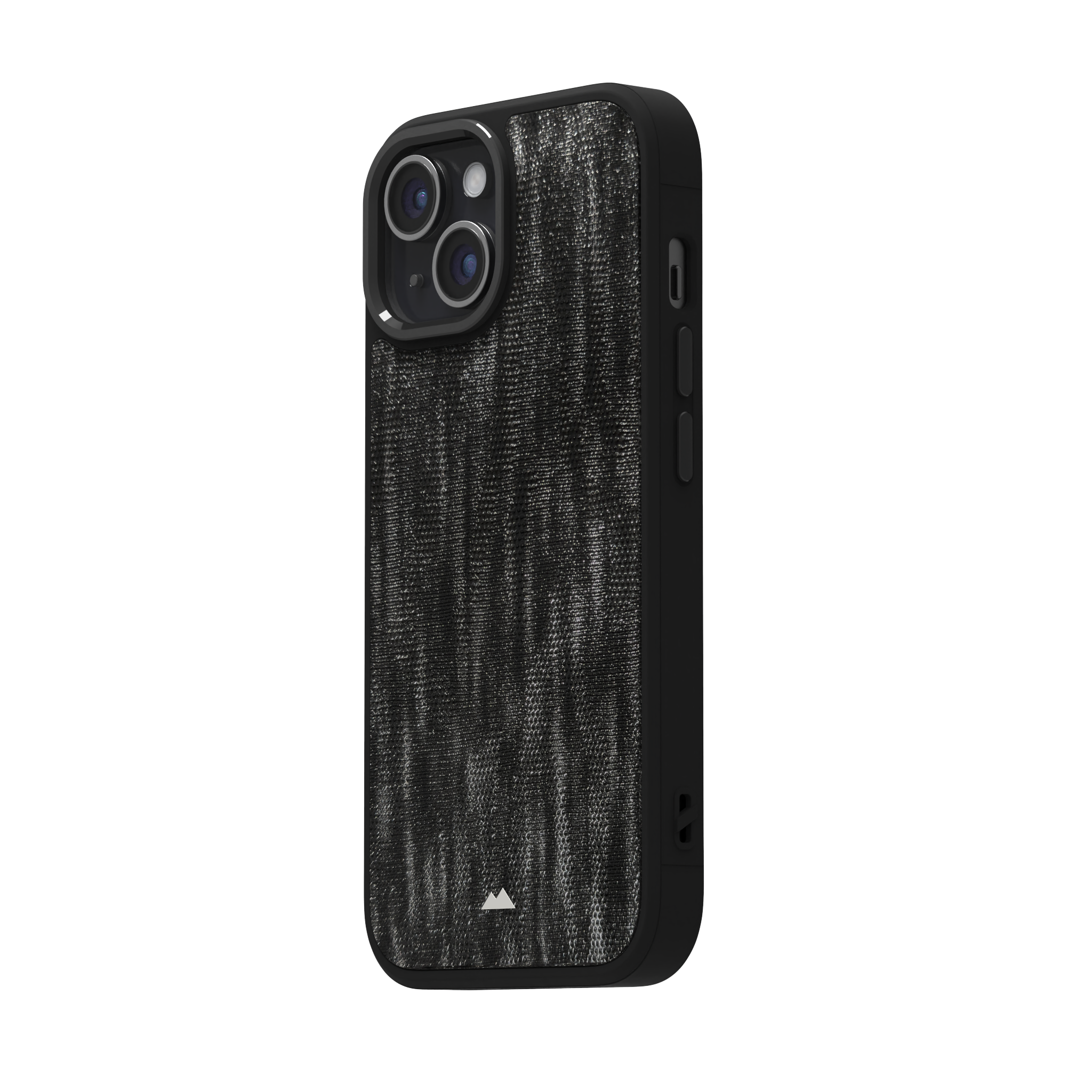 Silver Streaked Black Leather Case Cover for iPhone 15