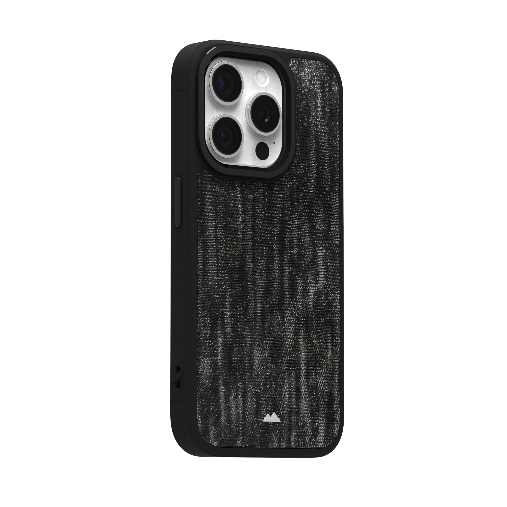 Silver Streaked Black Leather Case Cover for iPhone 15 Pro